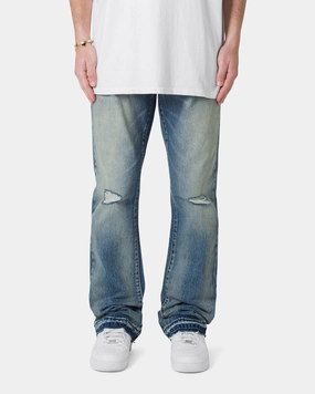 Comfortable Fit Wear Durable Wear MNML B317 Flare Denim Jeans Blue