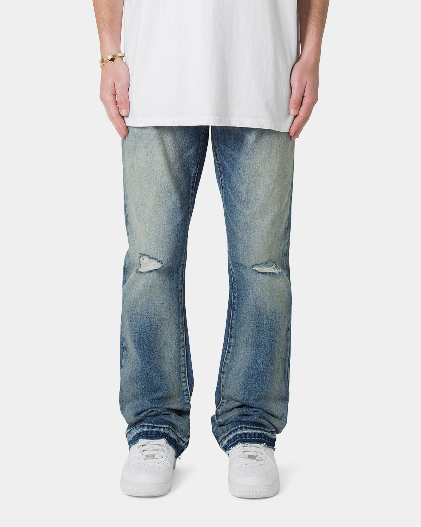 Comfortable Fit Wear Durable Wear MNML B317 Flare Denim Jeans Blue