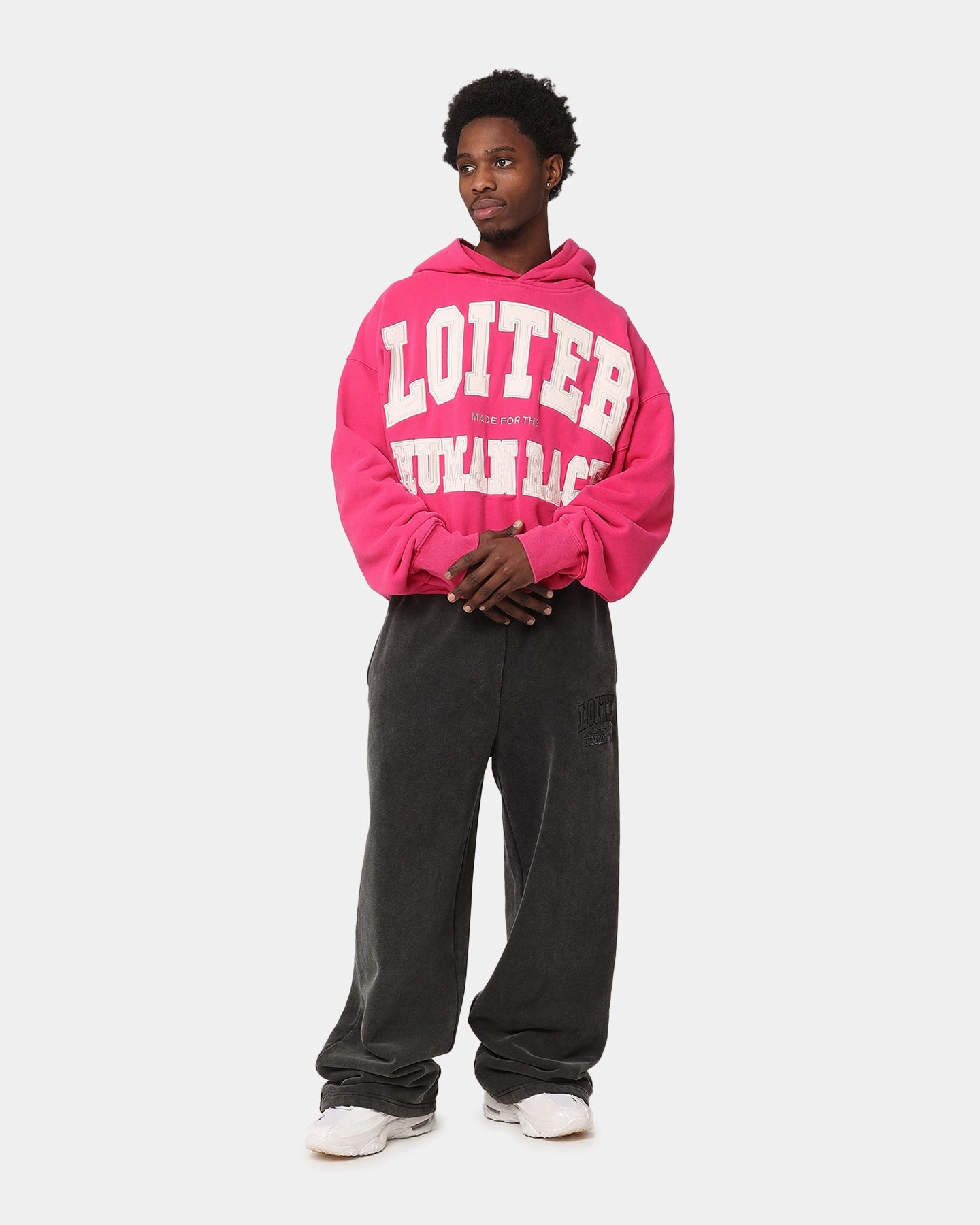 Loiter College Dropout Hoodie Pink Hidden Zipper Pocket Comfort Cushion Neckline