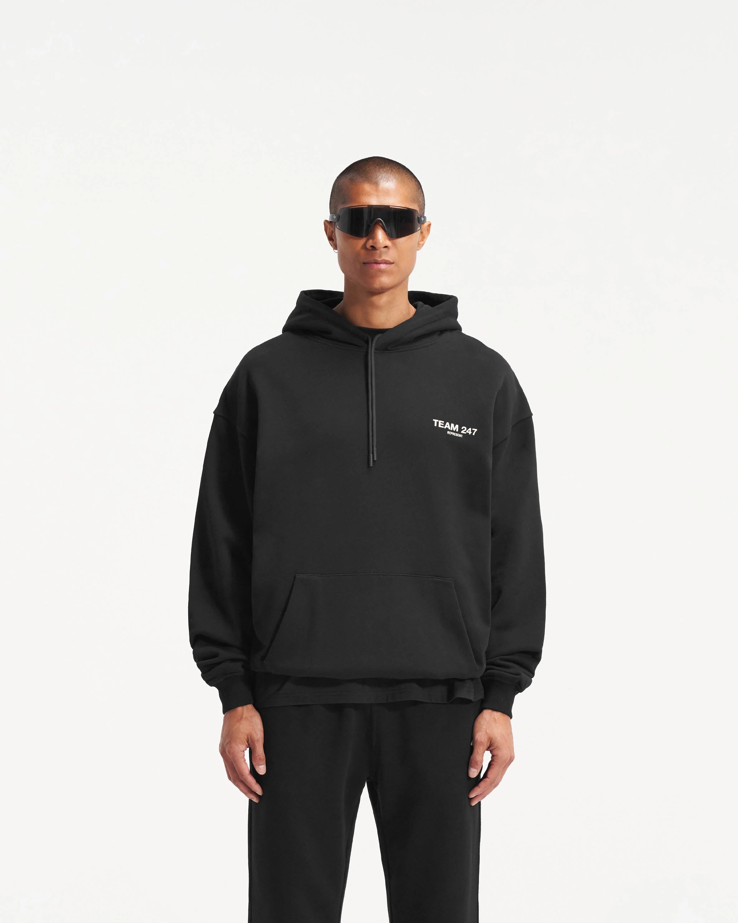 Team 247 Oversized Hoodie - Black Zip Pocket