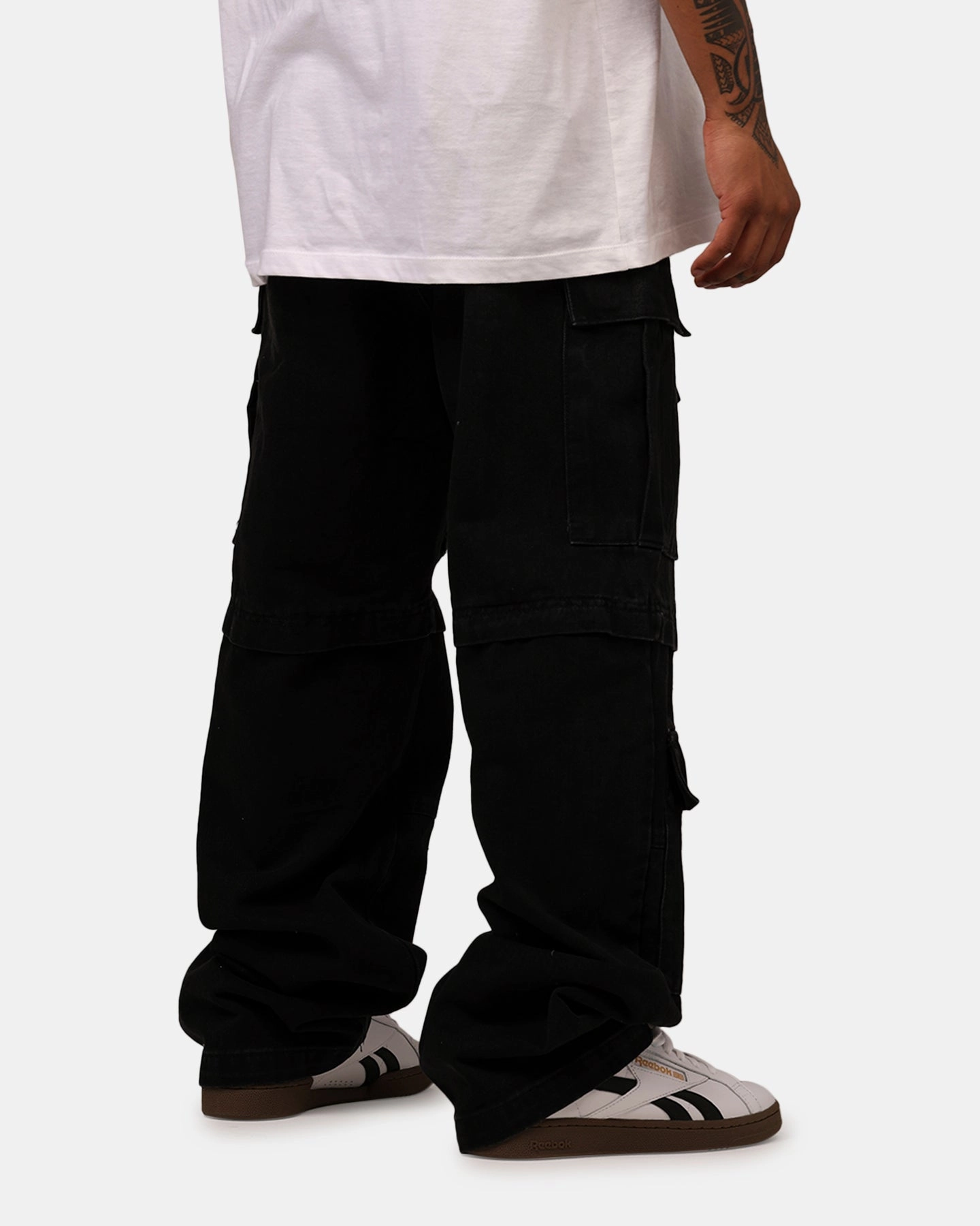 Flex Fit Versatile Comfort Wear MNML Ultra Baggy Dirt Rain Cargo Denim Jeans Black