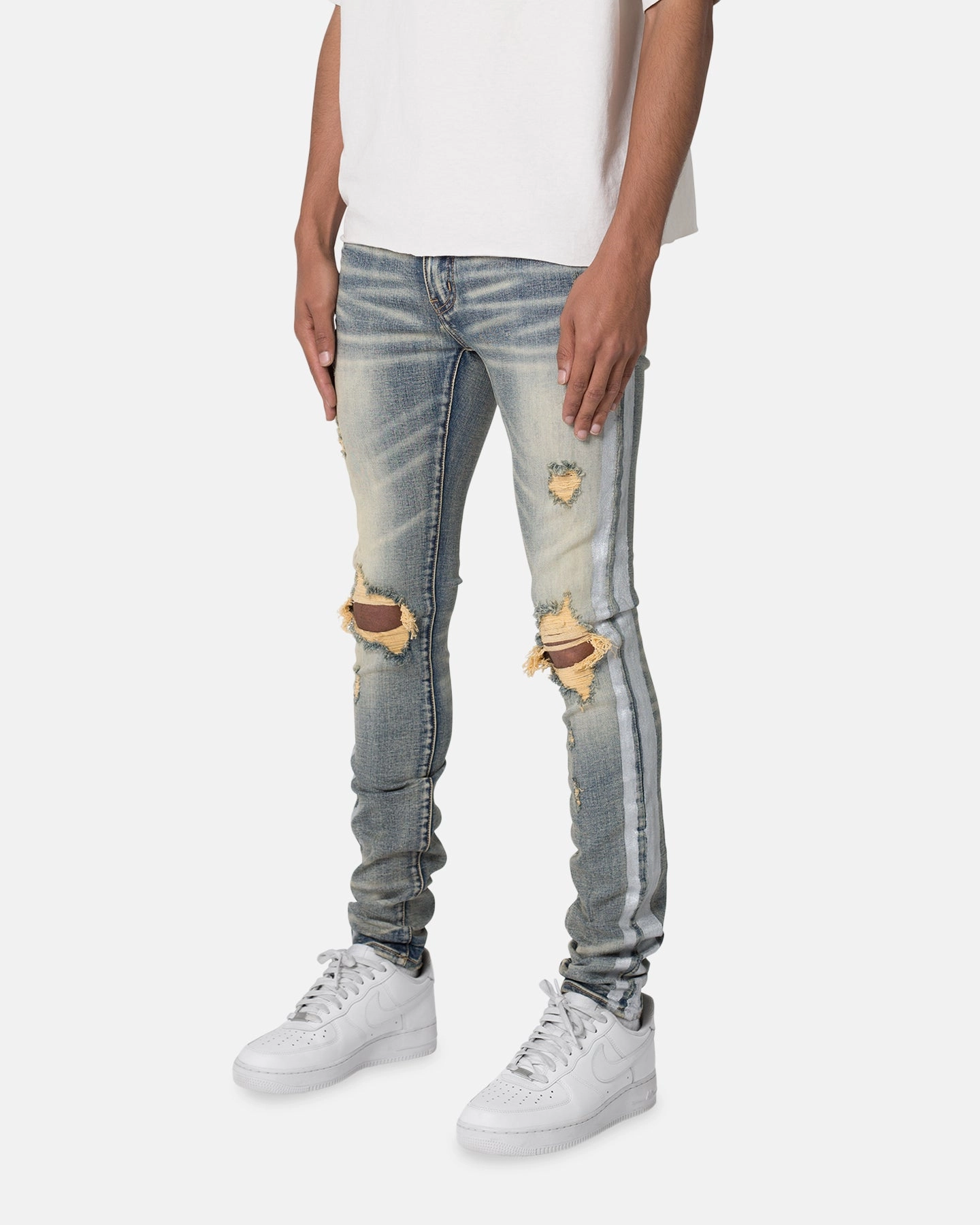 Ergonomic Cut Versatile Layer MNML X560 Skinny Glitter Denim Jeans Blue