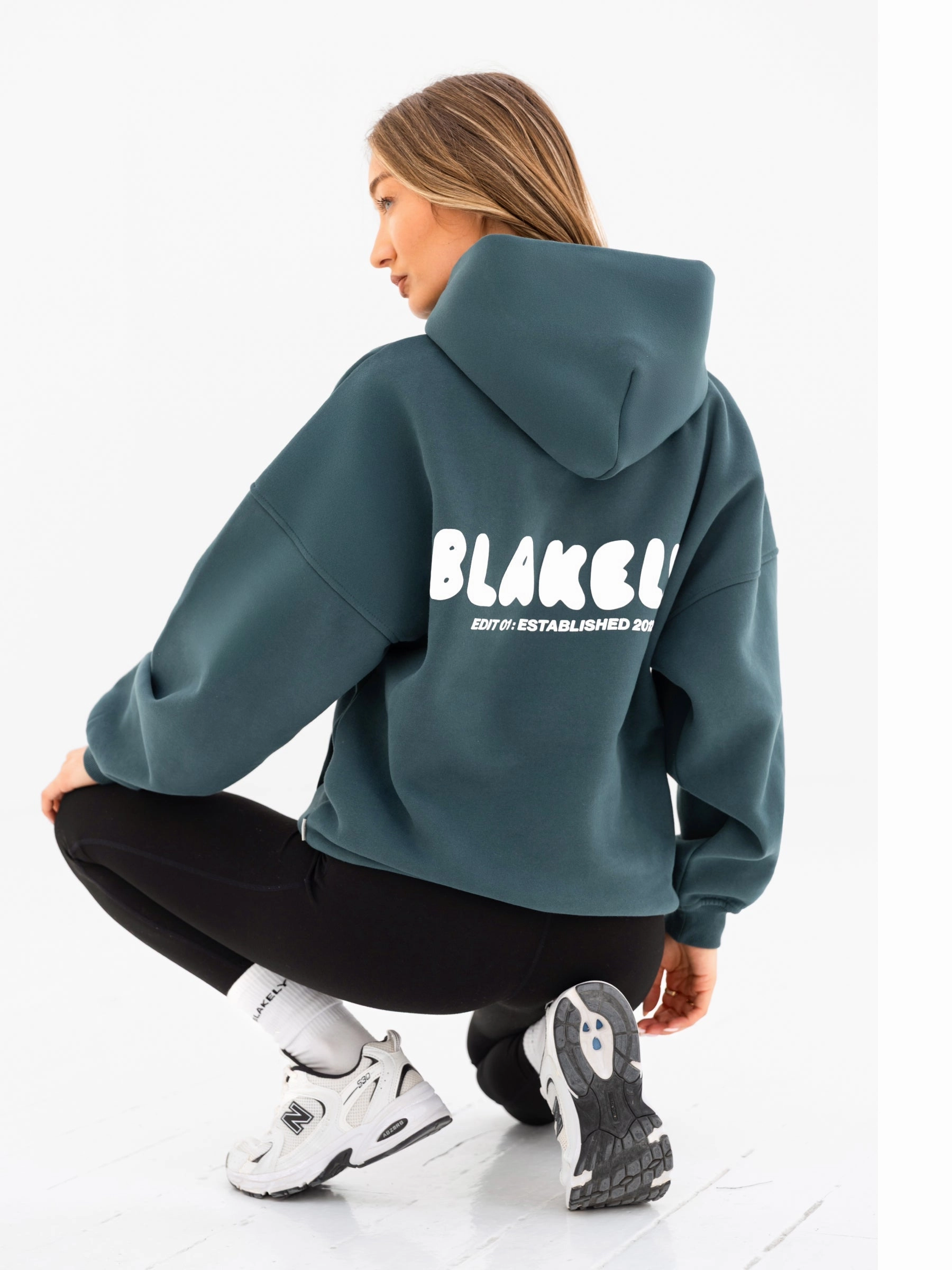 Cloud Print Oversized Hoodie - Teal Green Eastern style