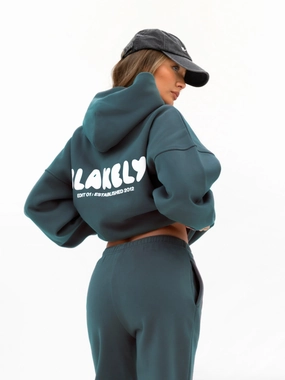 Cloud Print Oversized Hoodie - Teal Green Diwali wear