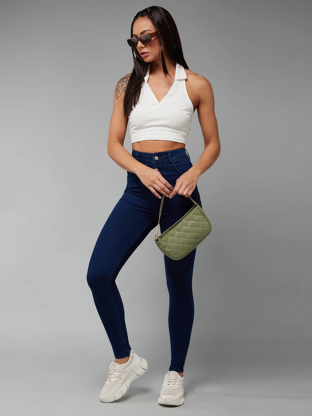 Durable Eco Friendly Trendy Sunny Vibes CHASEstretch? Navy-Blue Skinny-Fit High-Rise Denim Jeans