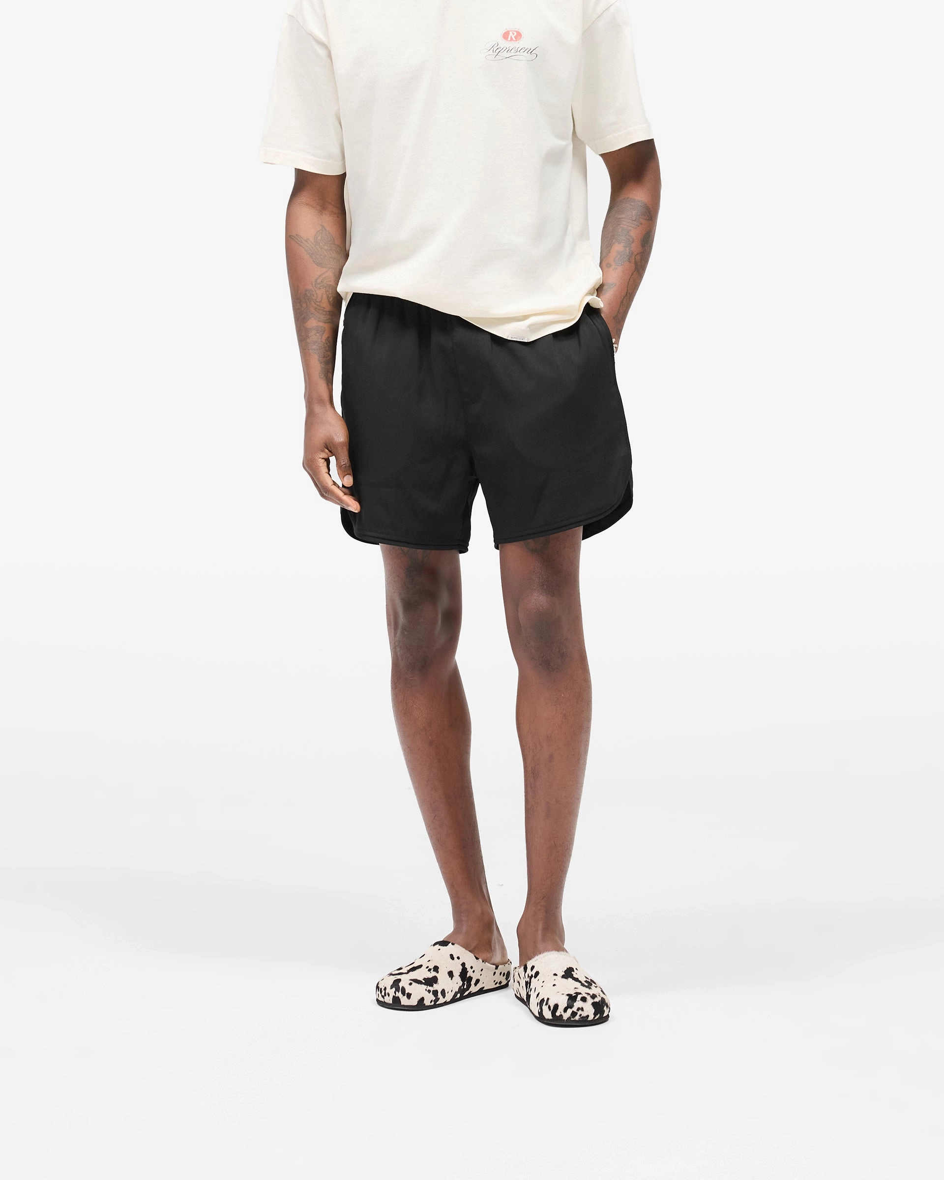 Piped Track Short - Jet Black Reinforced Hemlines