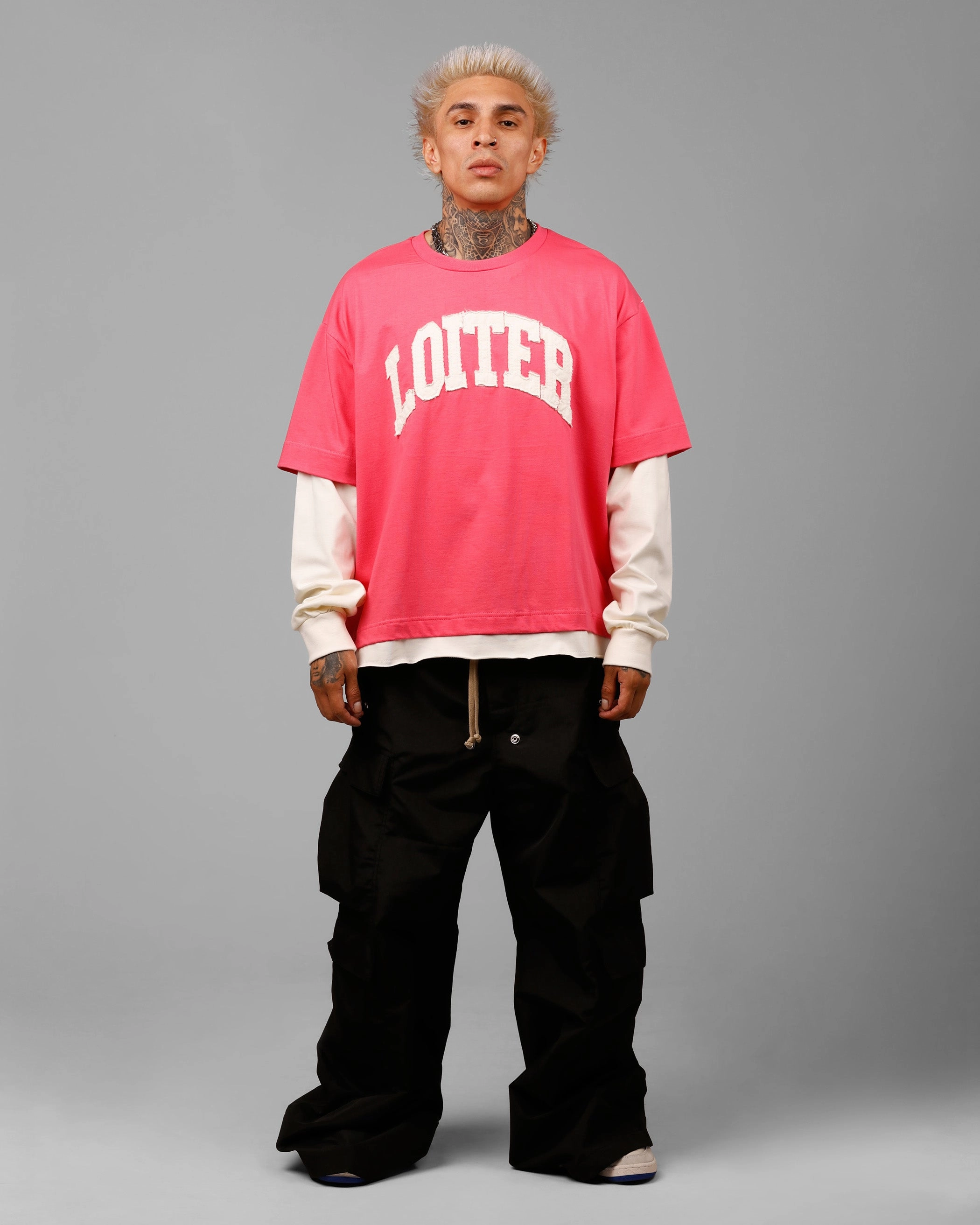 Loiter Impact Long Sleeve T-Shirt Washed Pink/White Reflective Accent Trim Fashionable Shirt