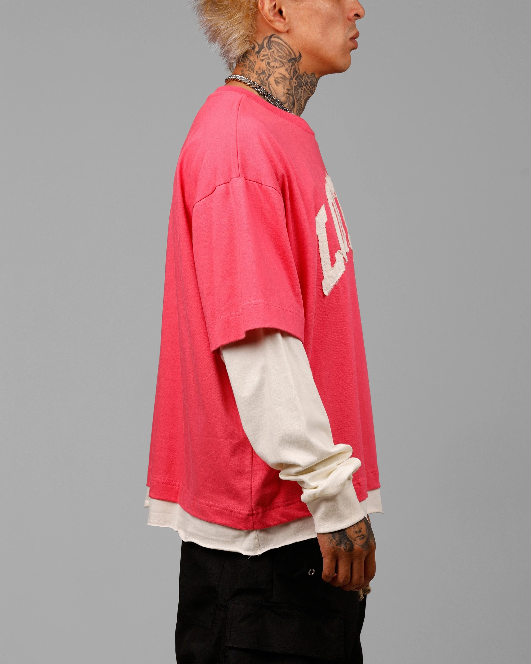 Loiter Impact Long Sleeve T-Shirt Washed Pink/White FlexibleCollarStructure Bonded Seam Innovation