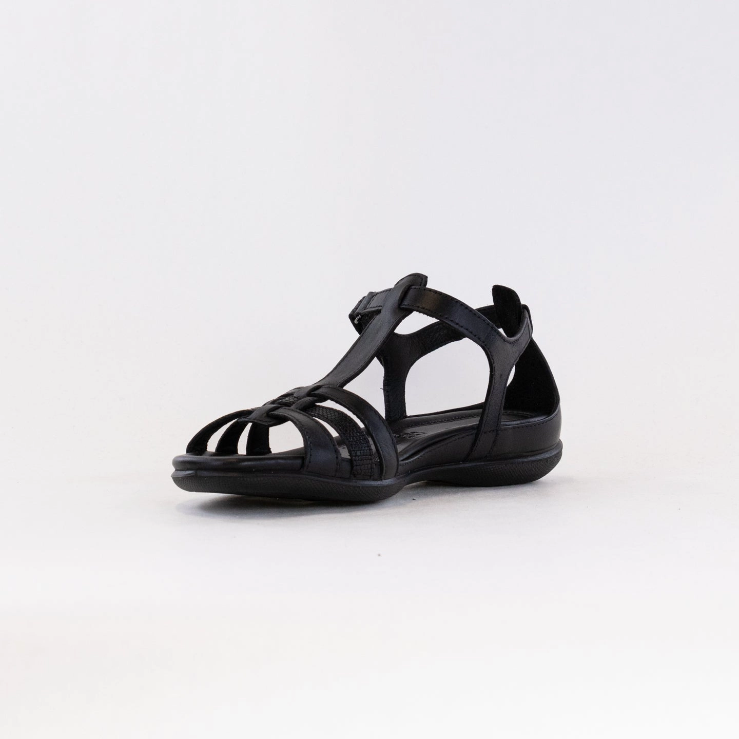 Low Profile Footbed Ecco Flash T Strap Sandal (Women's) - Black