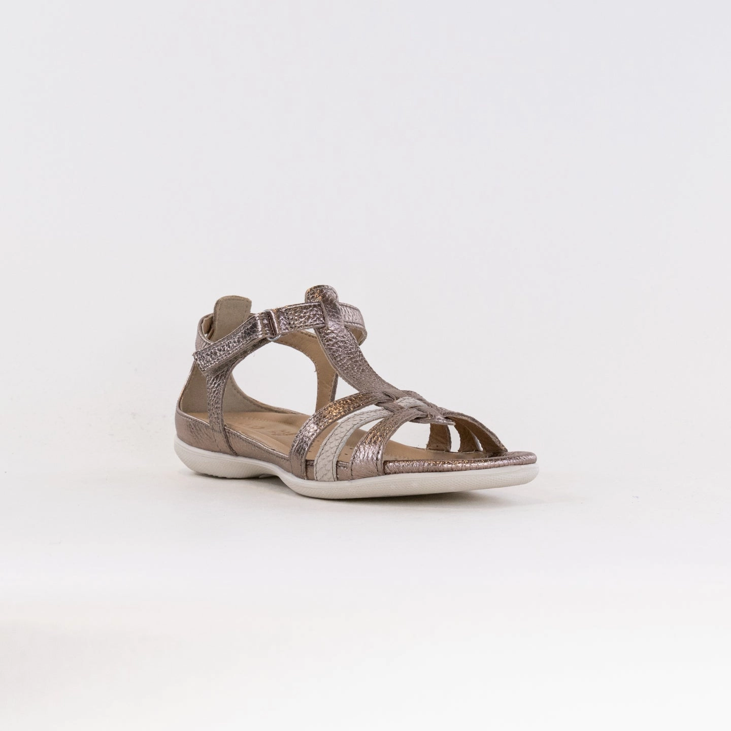 Instant Comfort Ecco Flash T-Strap Sandal (Women's) - Warm Grey Mettallic/Moon Rock