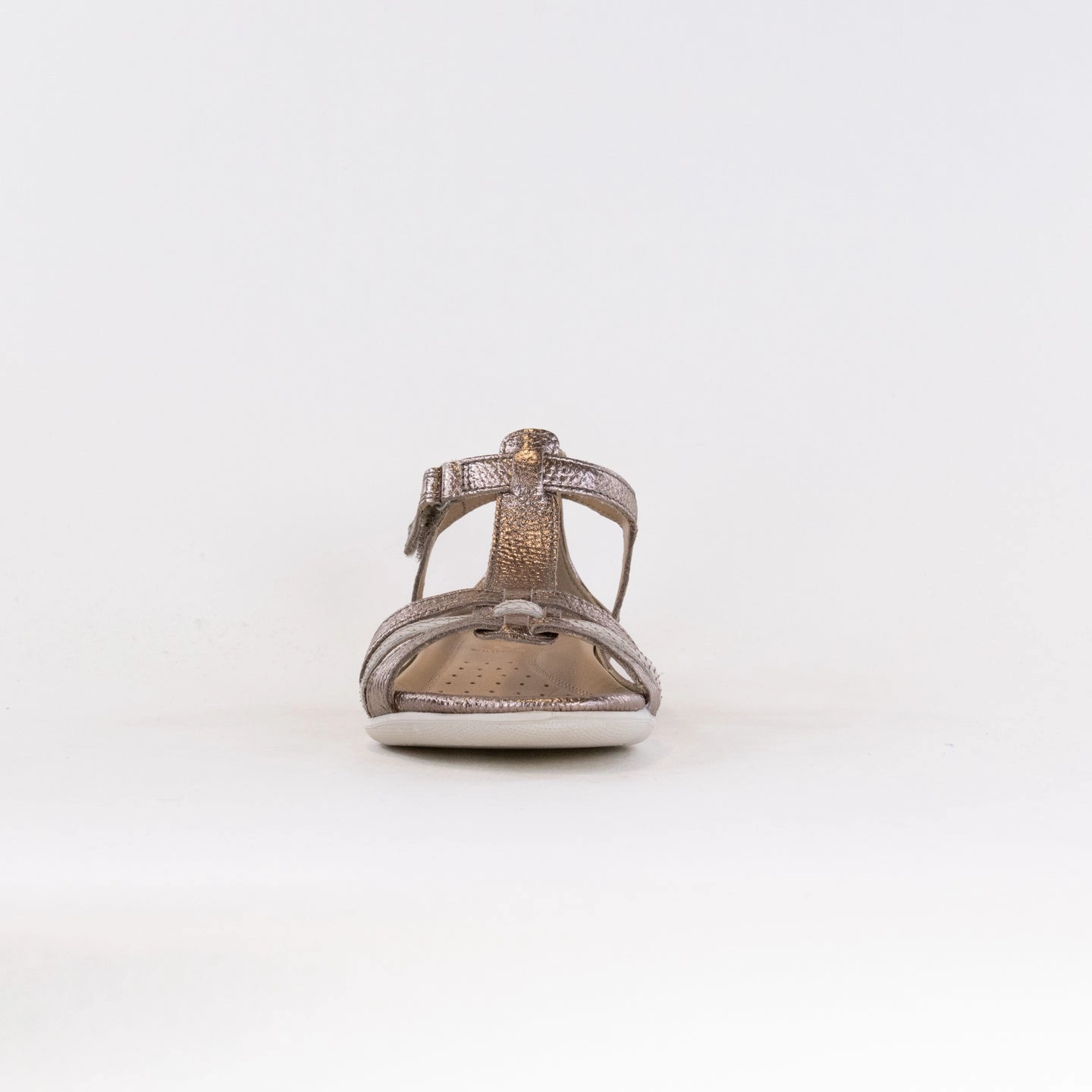 City Ready Ecco Flash T-Strap Sandal (Women's) - Warm Grey Mettallic/Moon Rock