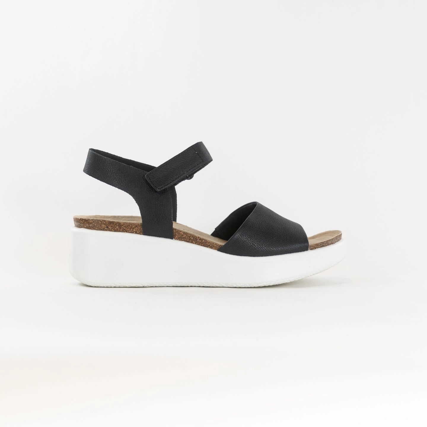 ECCO Flowt Wedge Cork Sandal (Women's) - Black Quick Fit