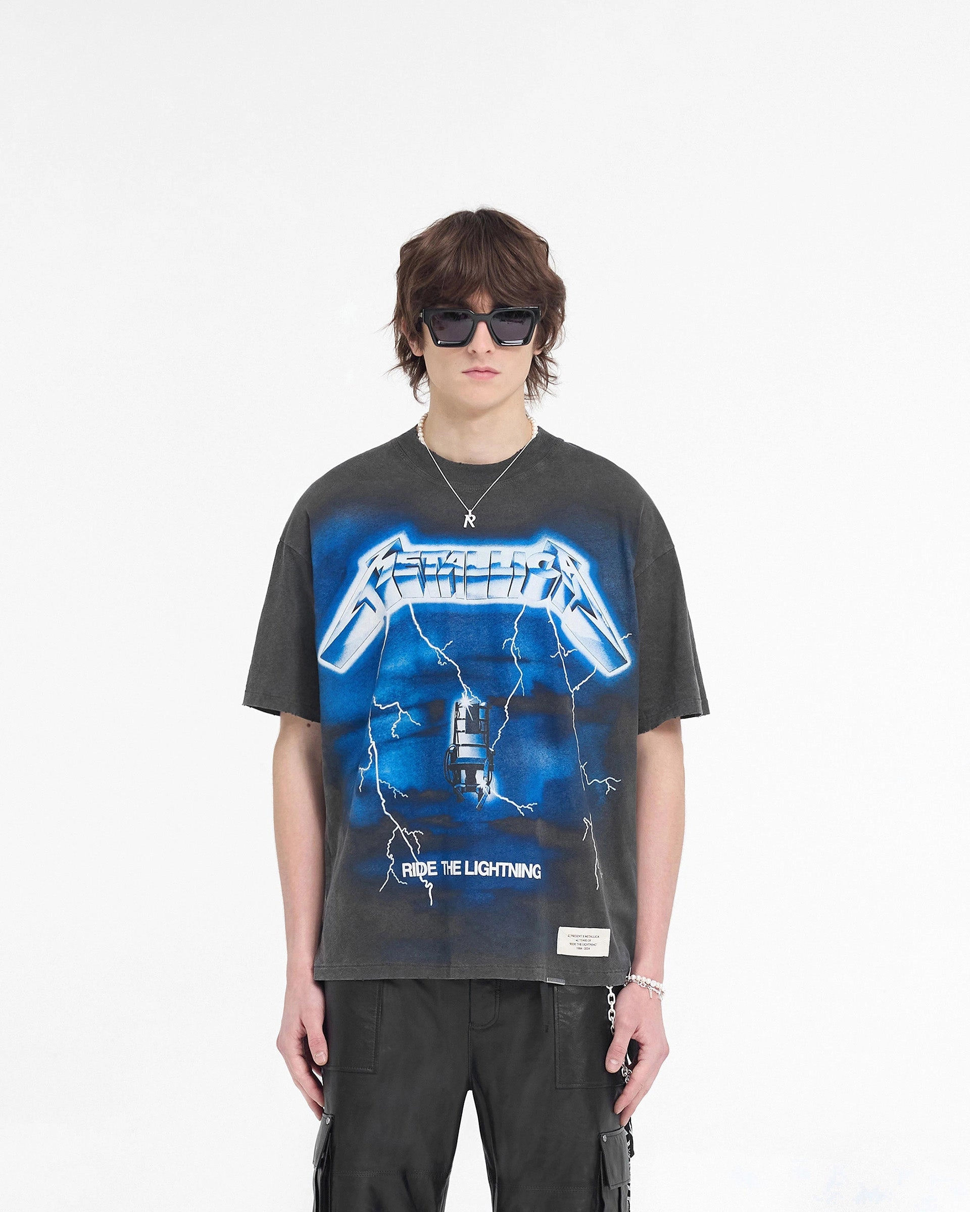 Represent X Metallica Ride The Lightning T-Shirt - Vintage Grey vacation wear Comfy Top