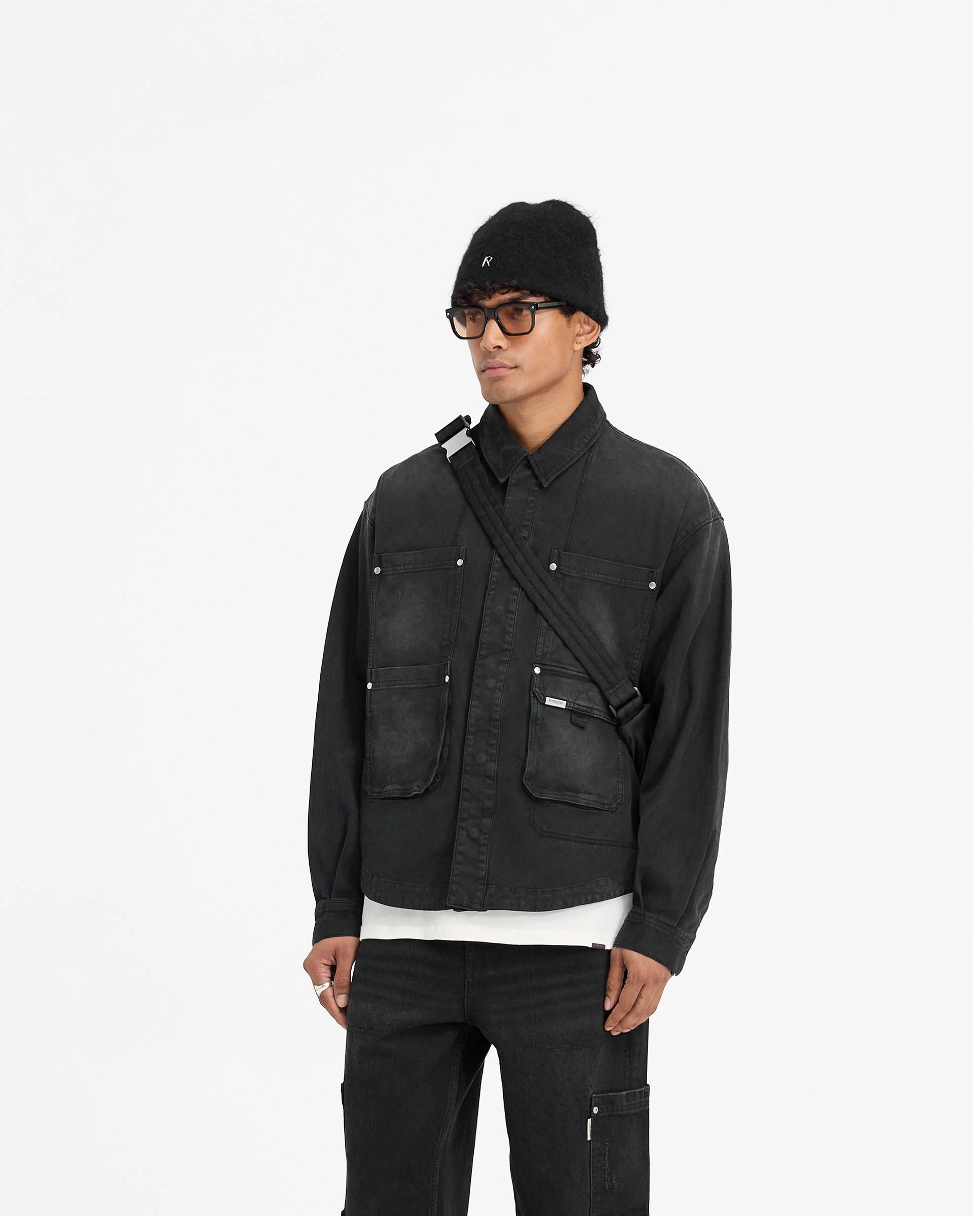 slim fit Cooling Core Technology Workshop Shirt - Washed Black