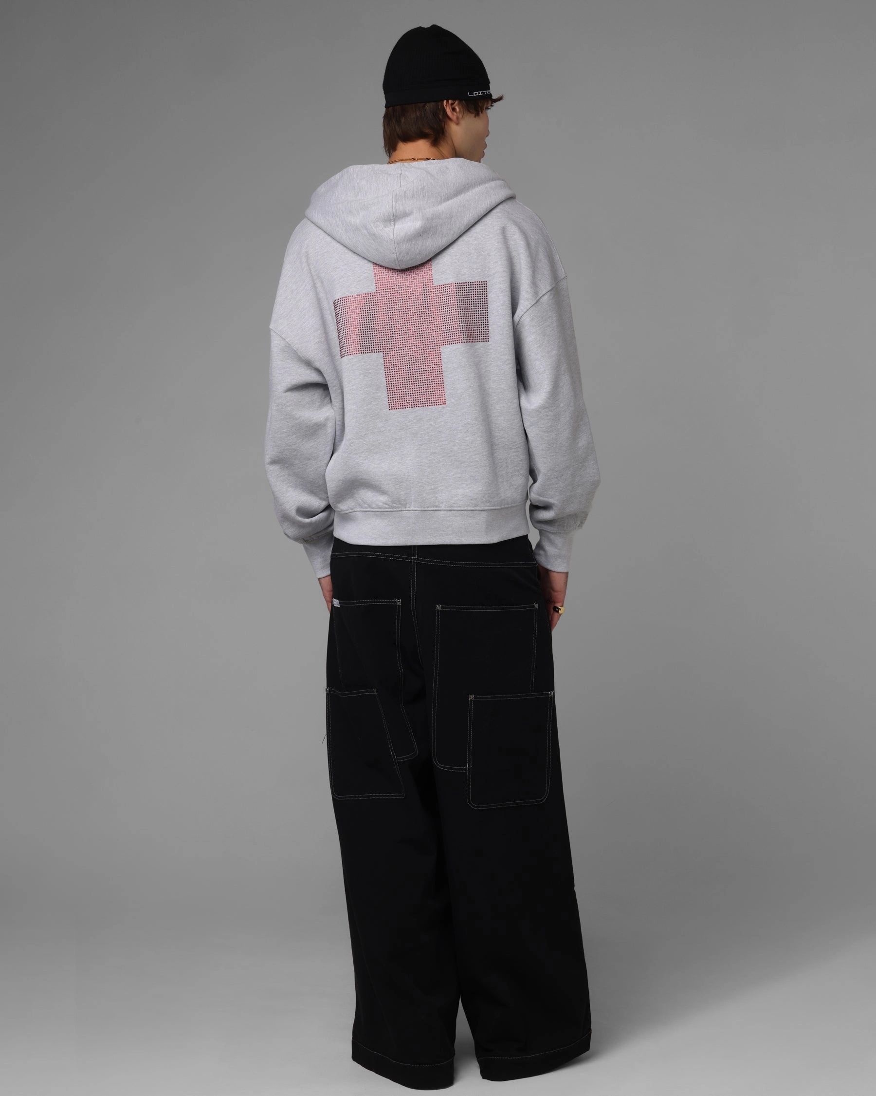 Loiter Drop Out Zip Hoodie Grey Drop Shoulder