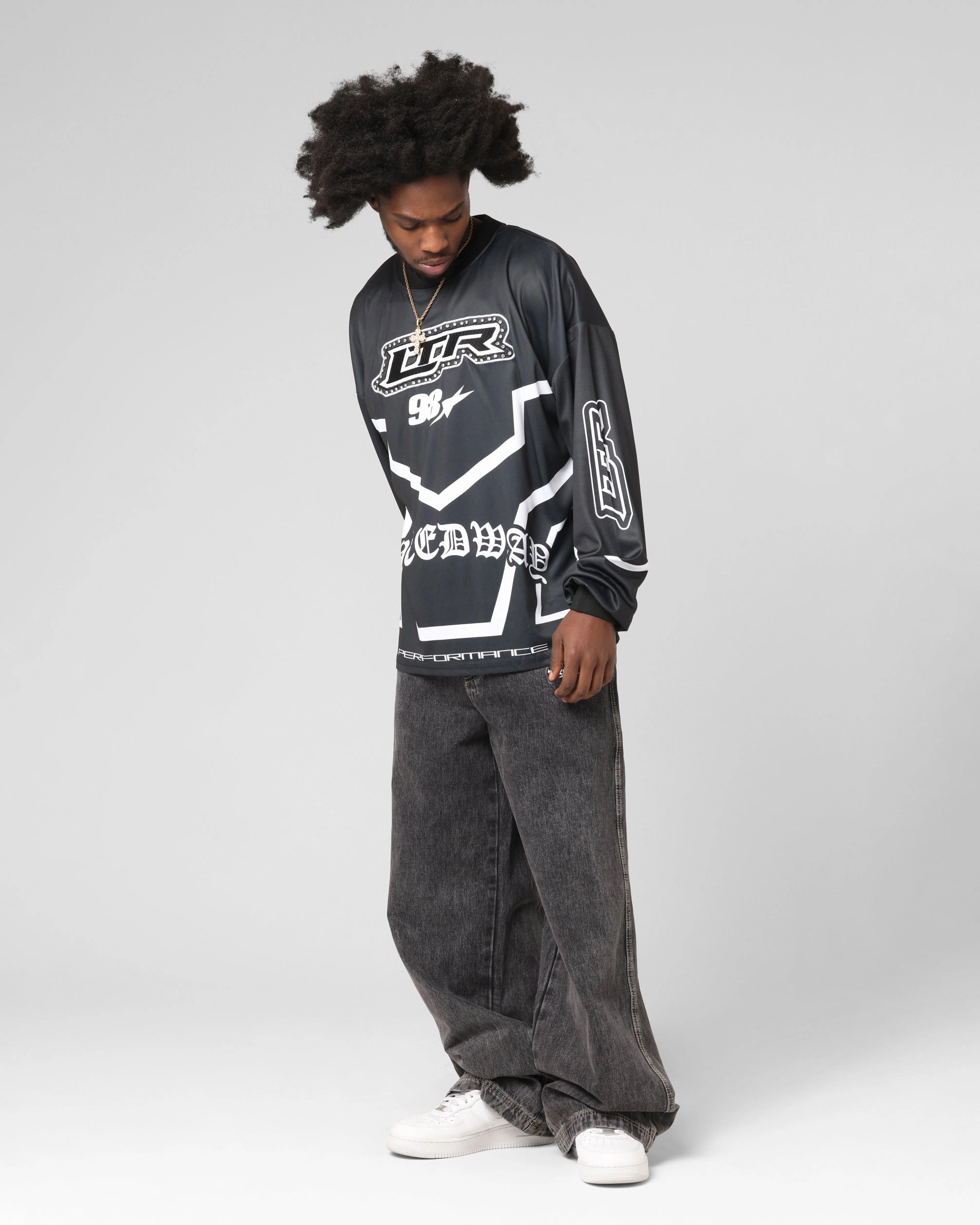 Loiter Thrill Racing Long Sleeve T-Shirt Black Basic Tee AntiPillTreatment