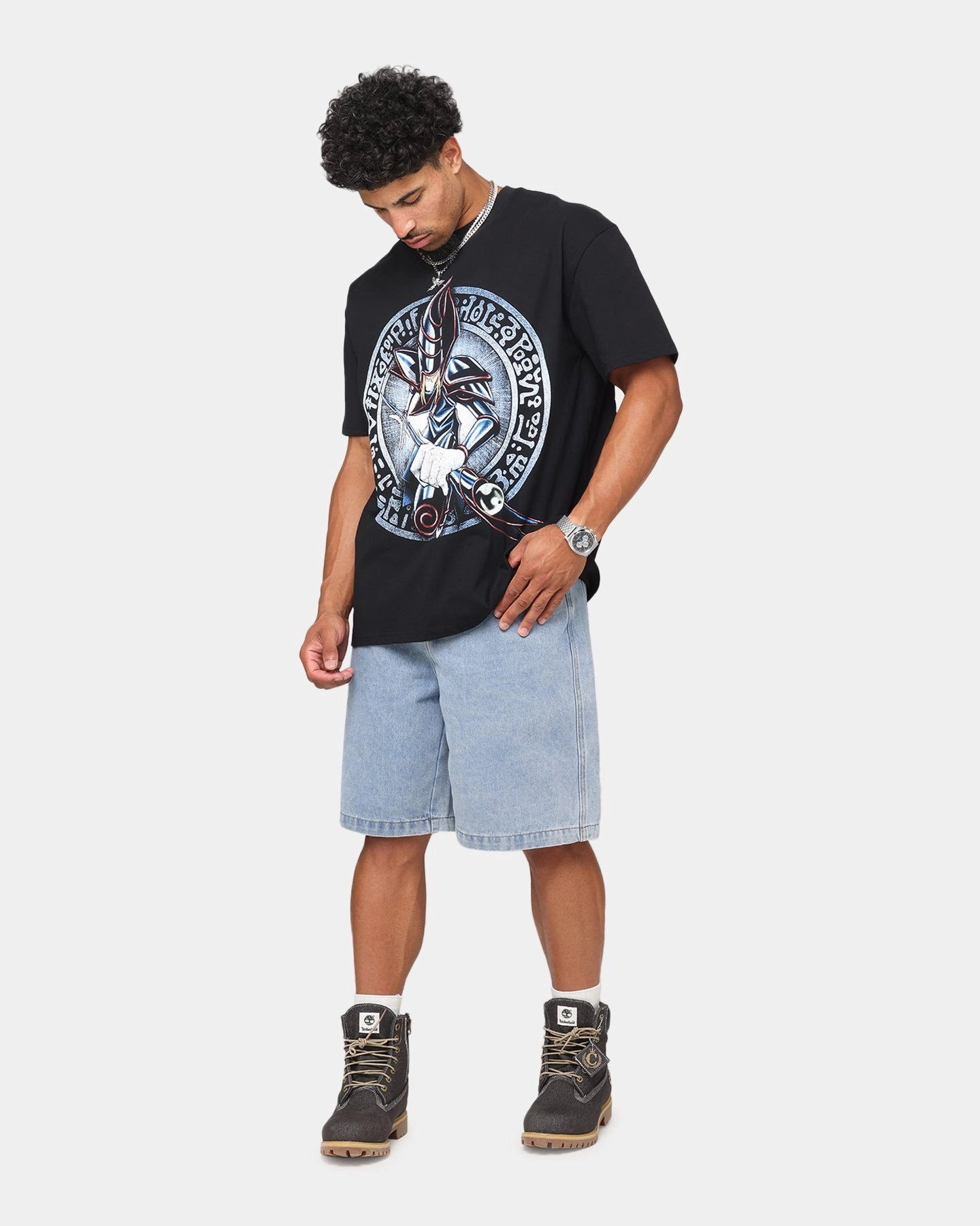 Goat Crew X Yu-Gi-Oh! Dark Magician Card Heavyweight T-Shirt Black EcoCertified Material Versatile Layering Cut