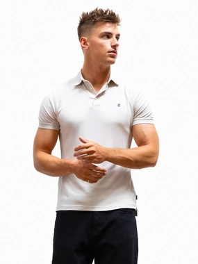 Casual Style Anchor Polo Shirt - Stone