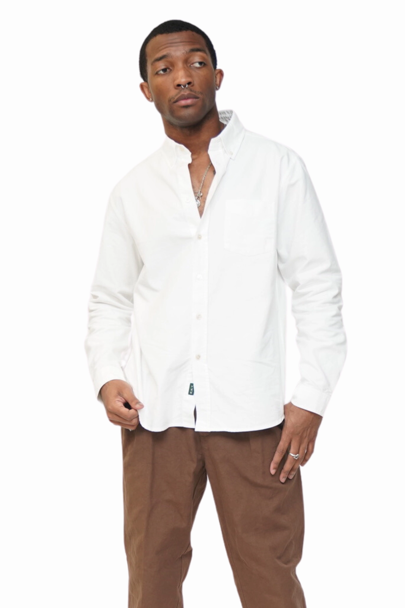 Beefy Cotton Oxford in White Reinforced Buttonholes All-day Comfort