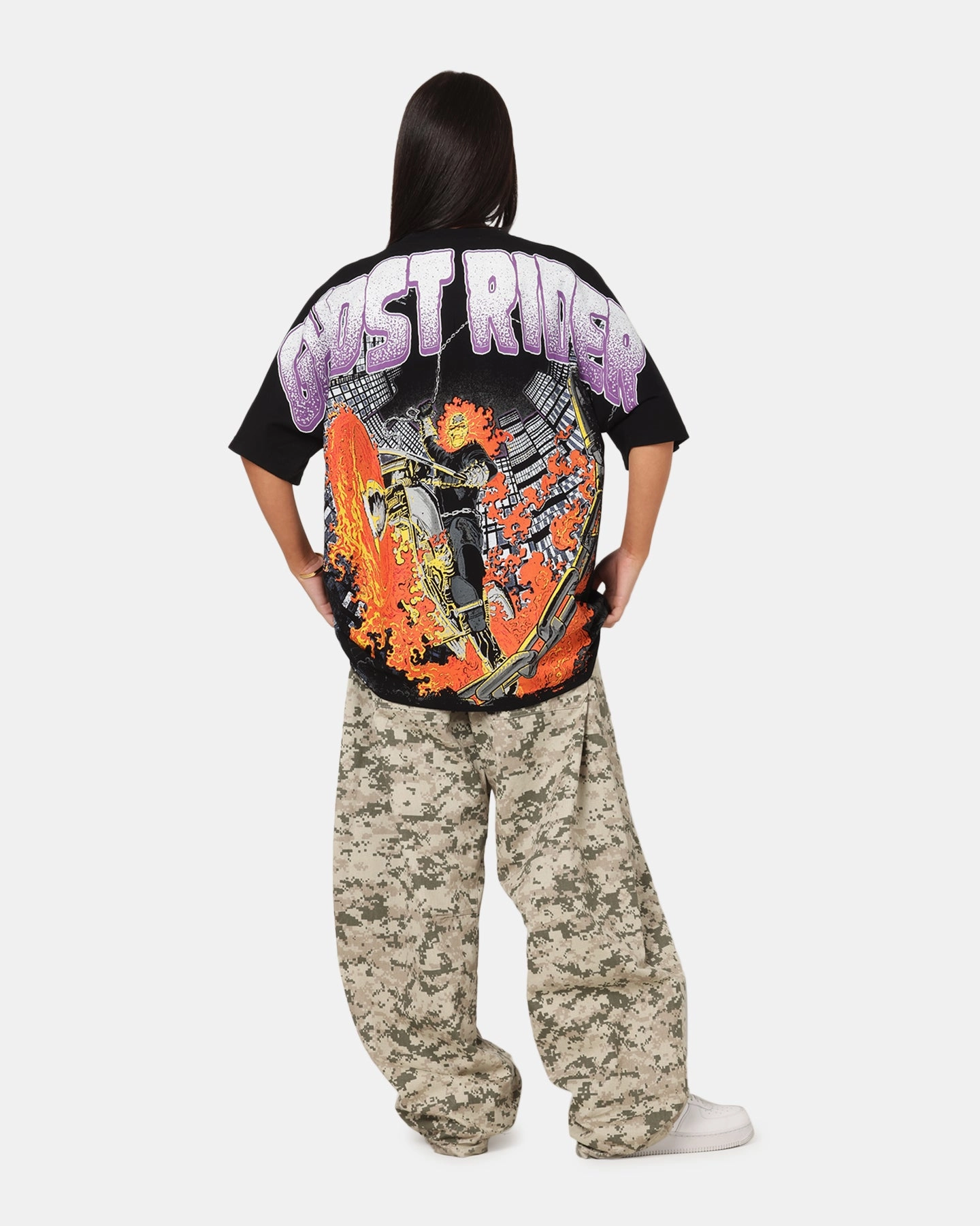Summer Wardrobe ZipClosure American Thrift Marvel Ghost Rider All Over Print T-Shirt Black