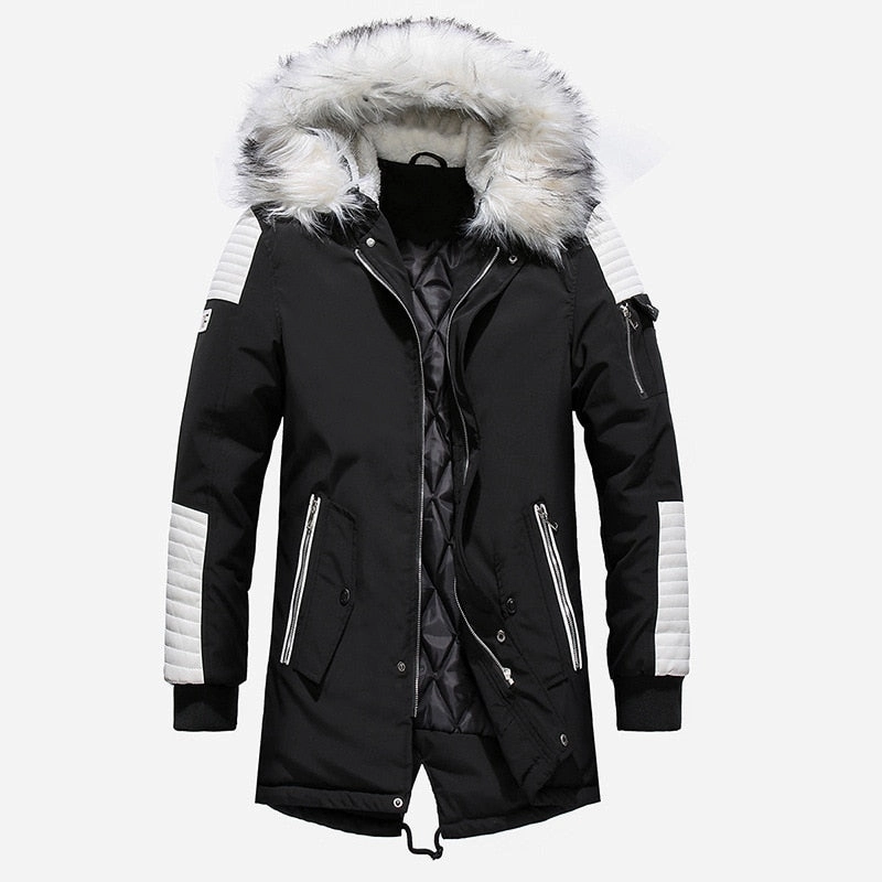 West Louis? Fur Collar Hooded Black Color Long Parka Weekend Chill Style