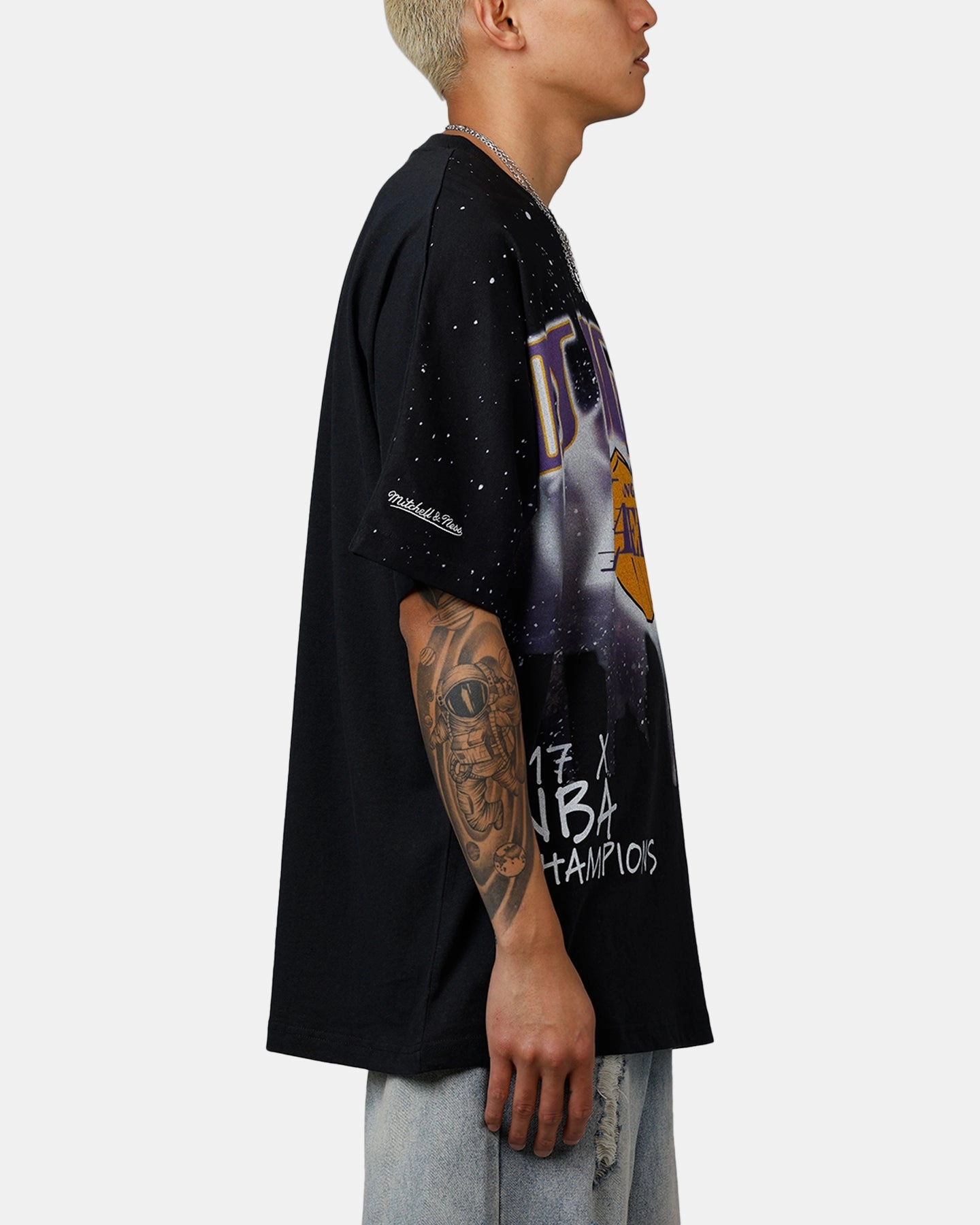 Active Blouse Odor Resistant Finish Mitchell & Ness Los Angeles Lakers Skyline T-Shirt Faded Black