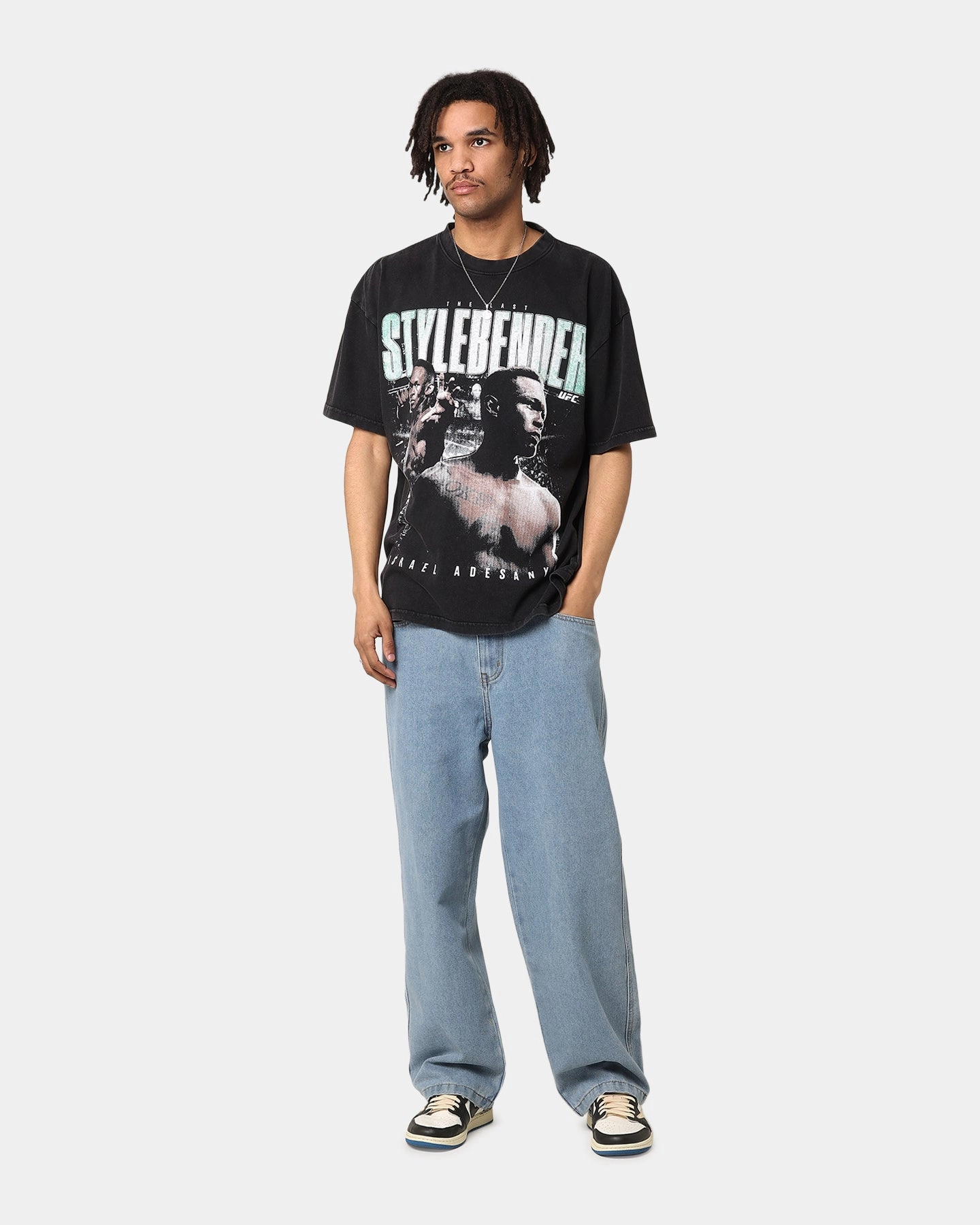 UFC By Culture Kings Israel "The Last Stylebender" Adesanya Revenge Vintage T-Shirt Black Acidwash Adjustable Cuff System
