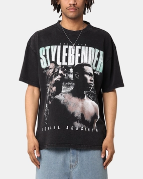 UFC By Culture Kings Israel "The Last Stylebender" Adesanya Revenge Vintage T-Shirt Black Acidwash LaserCutVents CompressionSupportWeave