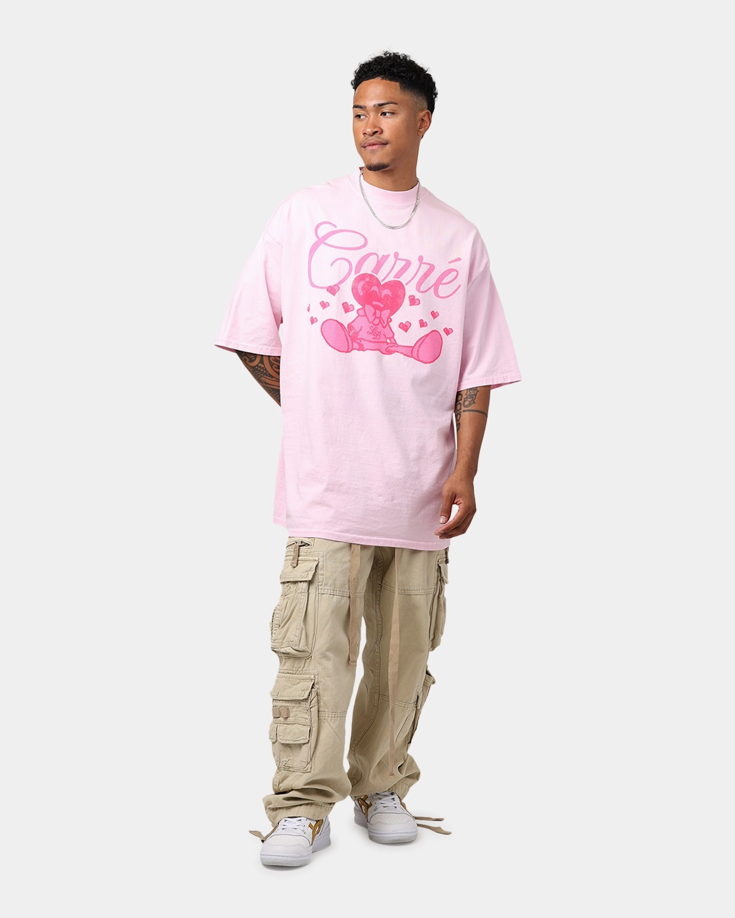 Thermal Regulating Design Carre Lover Boy Mock T-Shirt Pink