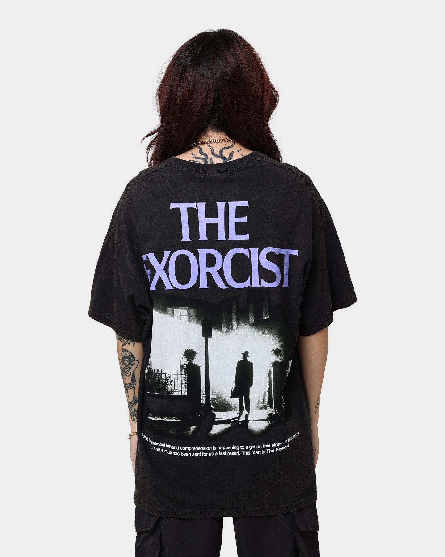 Wrinkle Resistant Treatment Adjustable drawstring American Thrift X The Exorcist The Exorcist Poster Vintage T-Shirt Black Wash