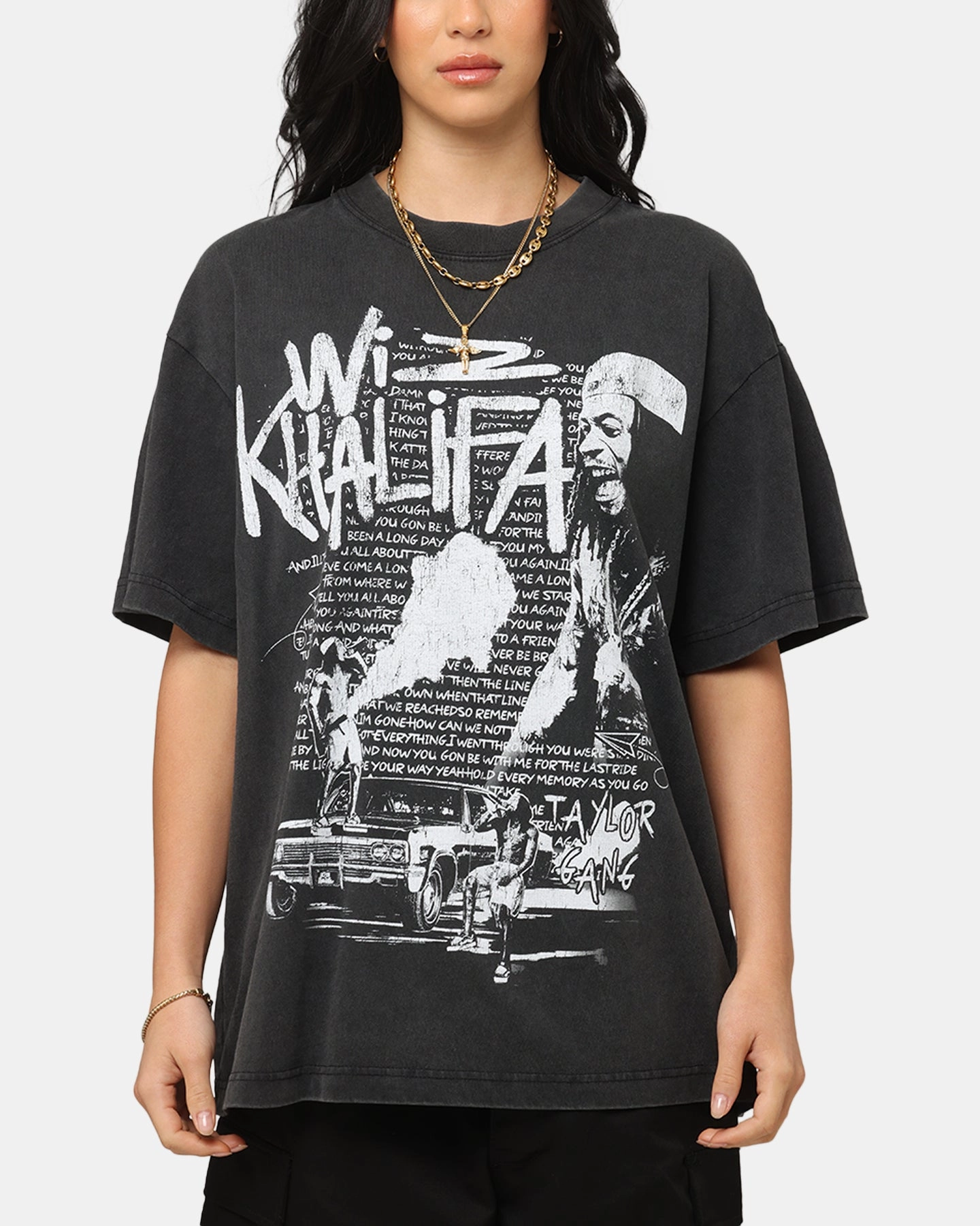 OversizedSilhouette Quick-Dry ID Supply Wiz Khalifa Up In Smoke T-Shirt Washed Black