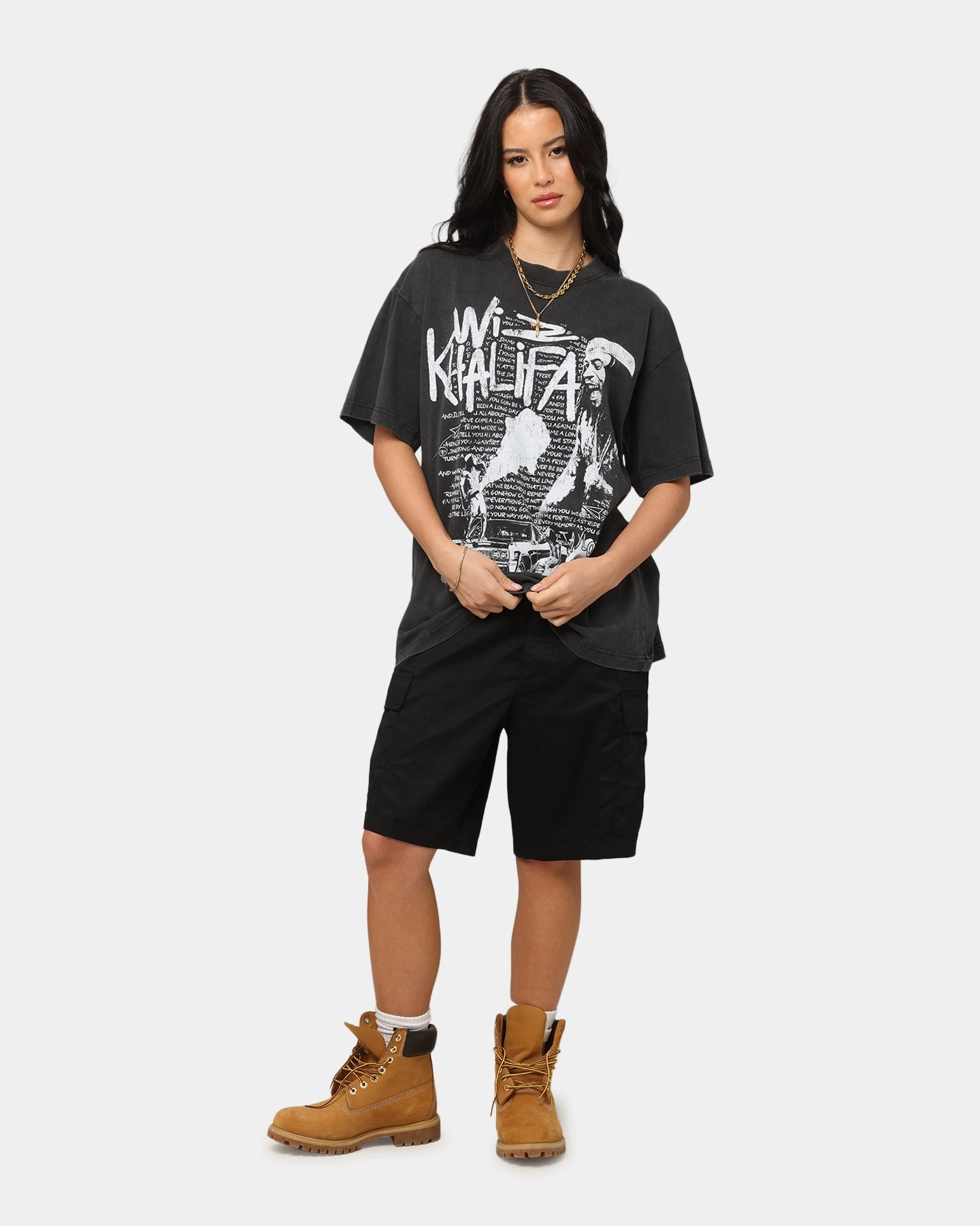 Reflective Safety Trim Stretchable Waistband ID Supply Wiz Khalifa Up In Smoke T-Shirt Washed Black