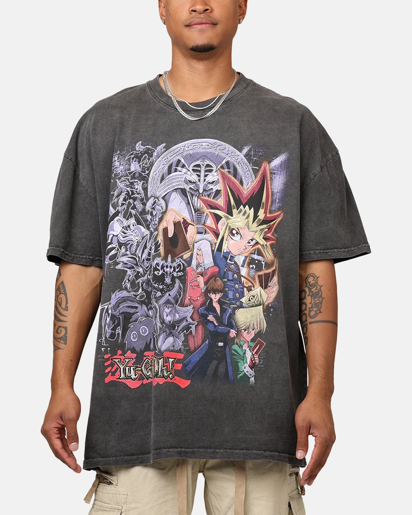 Goat Crew X Yu-Gi-Oh! Yami Yugi Heavyweight T-Shirt Black Wash Airflow Weave Pattern Durable Fiber Blend