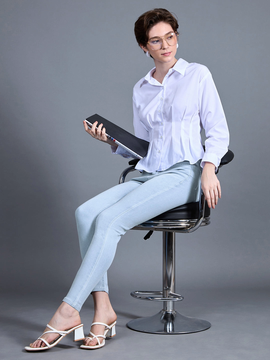 Winter Warmth Outdoor Adventure Bold Look Professional Wear Women's Light Blue Skinny High-Rise Distressed Cropped Denim Jeans