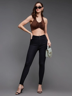 24/7 Comfort Black Skinny High-Rise Stretchable Denim Jeans Affordable Autumn Days Breathable Fashion Essential