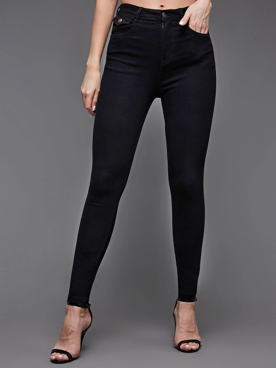 Comfortable Design Look 24/7 Comfort Black Skinny High-Rise Stretchable Denim Jeans