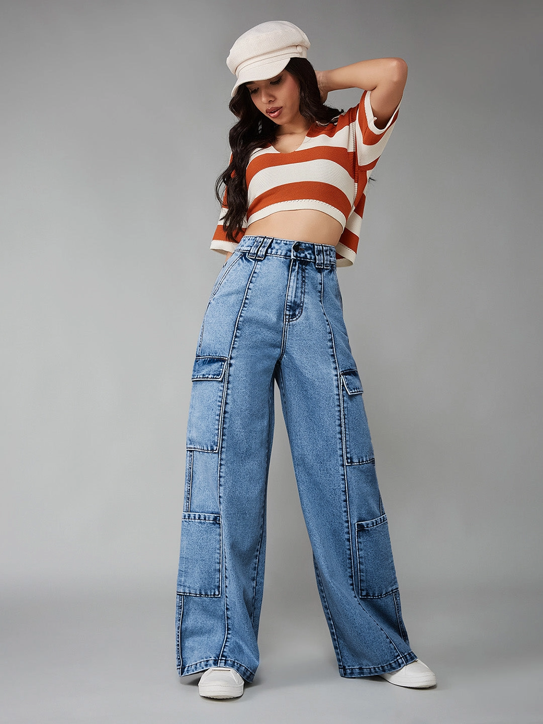 Women's Light Blue Wide-Leg High-Rise Regular Denim Pant Minimalist Style Holiday Vibes Weekend Warrior Sustainable Trend Setter Versatile