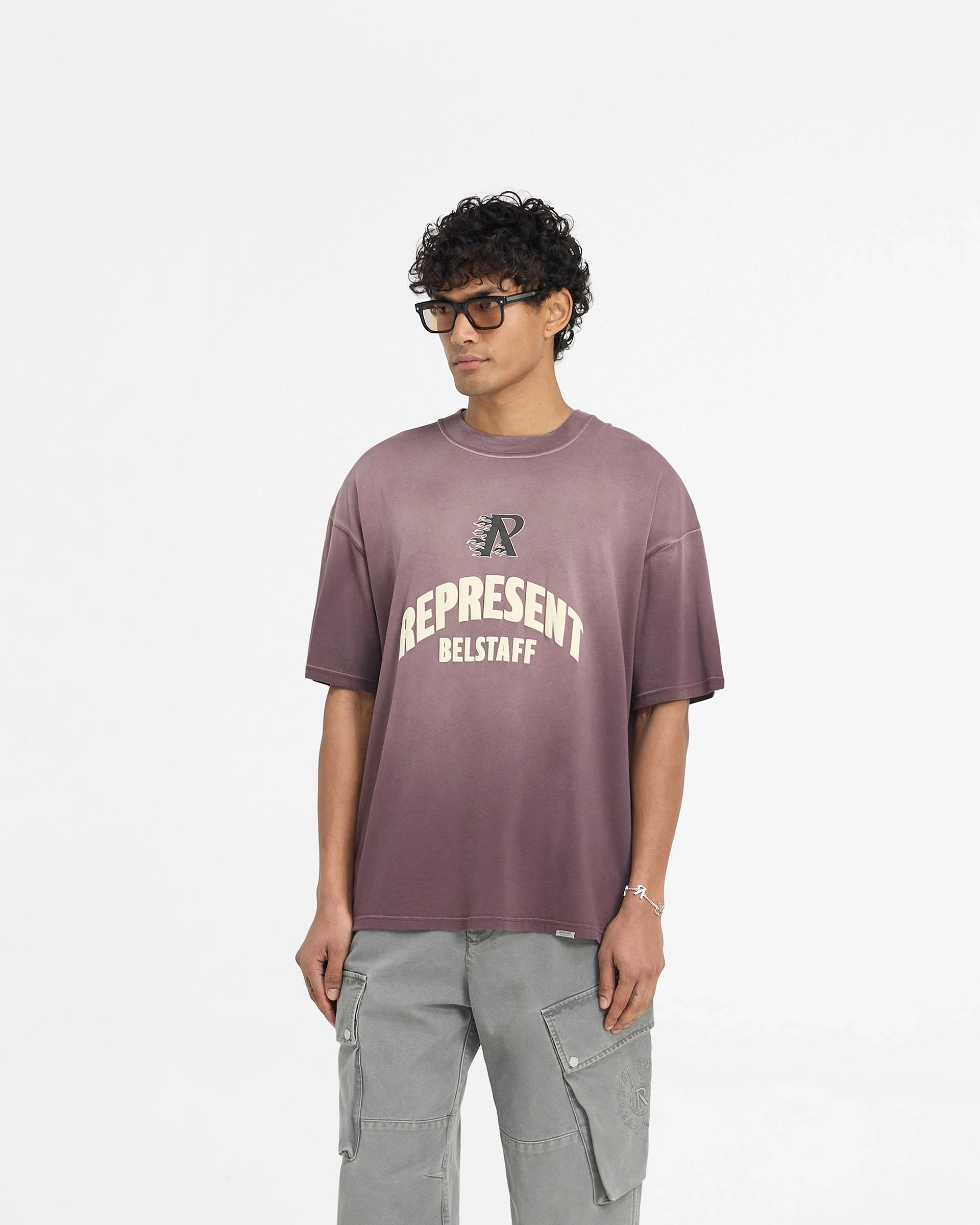 Represent X Belstaff Flame Phoenix T-Shirt - Plum Fresh Outfit