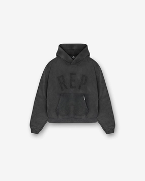 Everyday Use Breathable Comfort Rep Applique Hoodie - Vintage Black