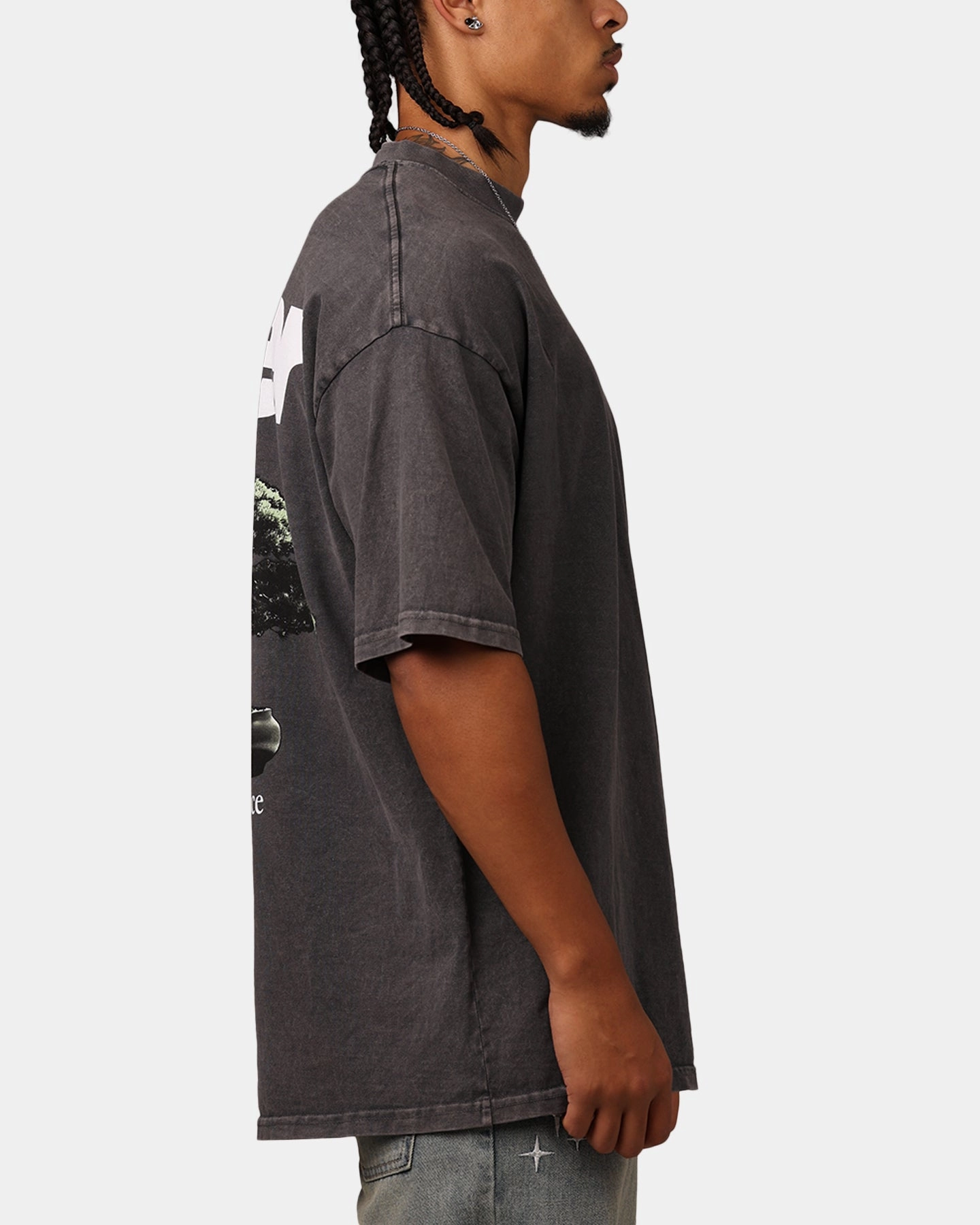 DurableDoubleLayeredHem Loiter Bonsai Mock T-Shirt Charcoal