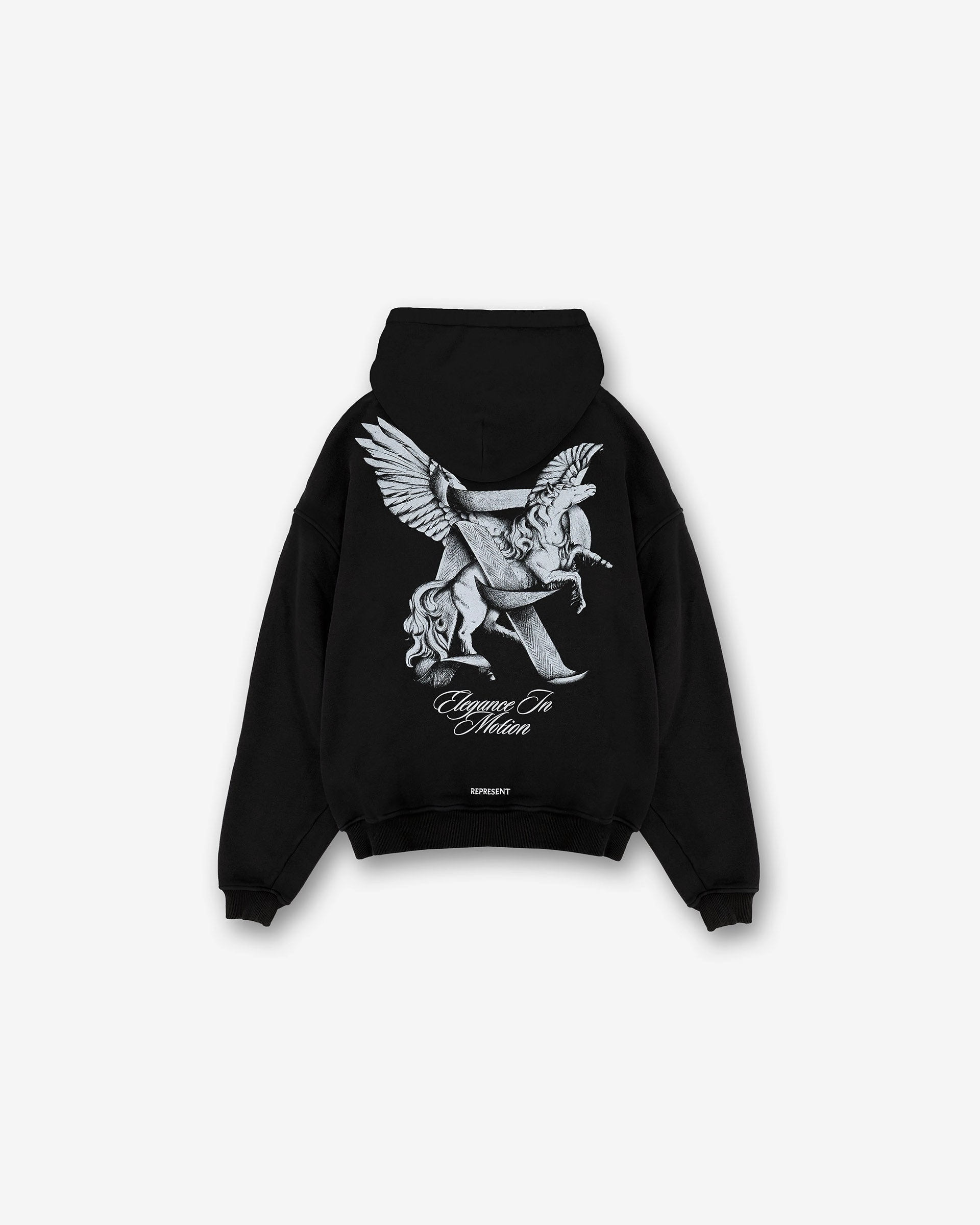 Elegance In Motion Hoodie - Jet Black Owl like Cougar like