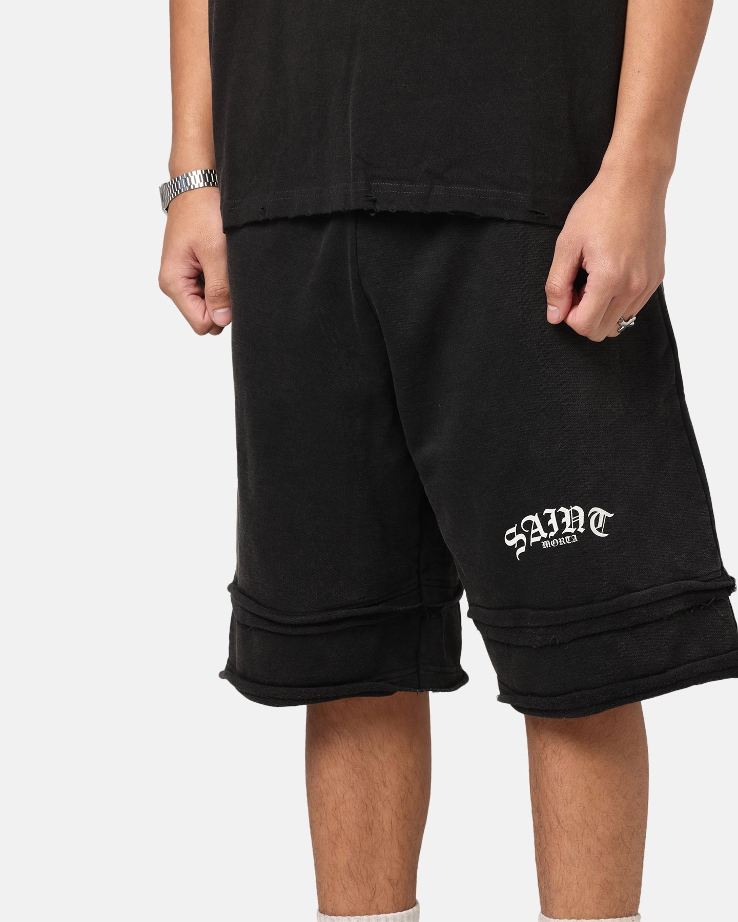 Practical Look Saint Morta Gothic Layered Sweat Shorts Black