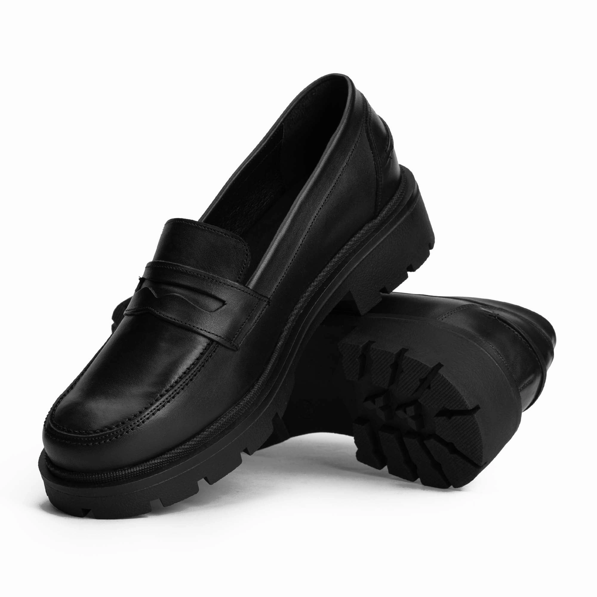 Trendy Cushioning Morning Breeze Brio Modern Platform Loafers-Black