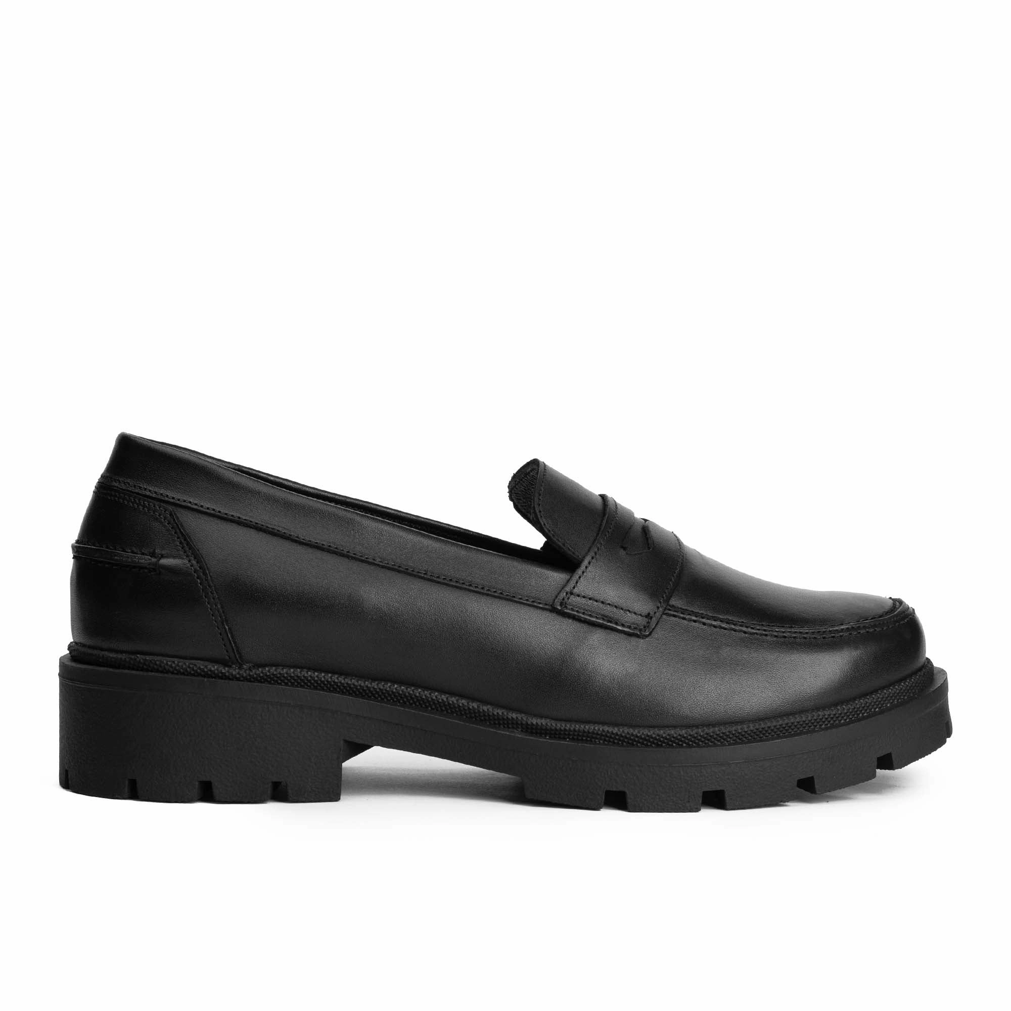 Premium Leather Shoes Brio Modern Platform Loafers-Black