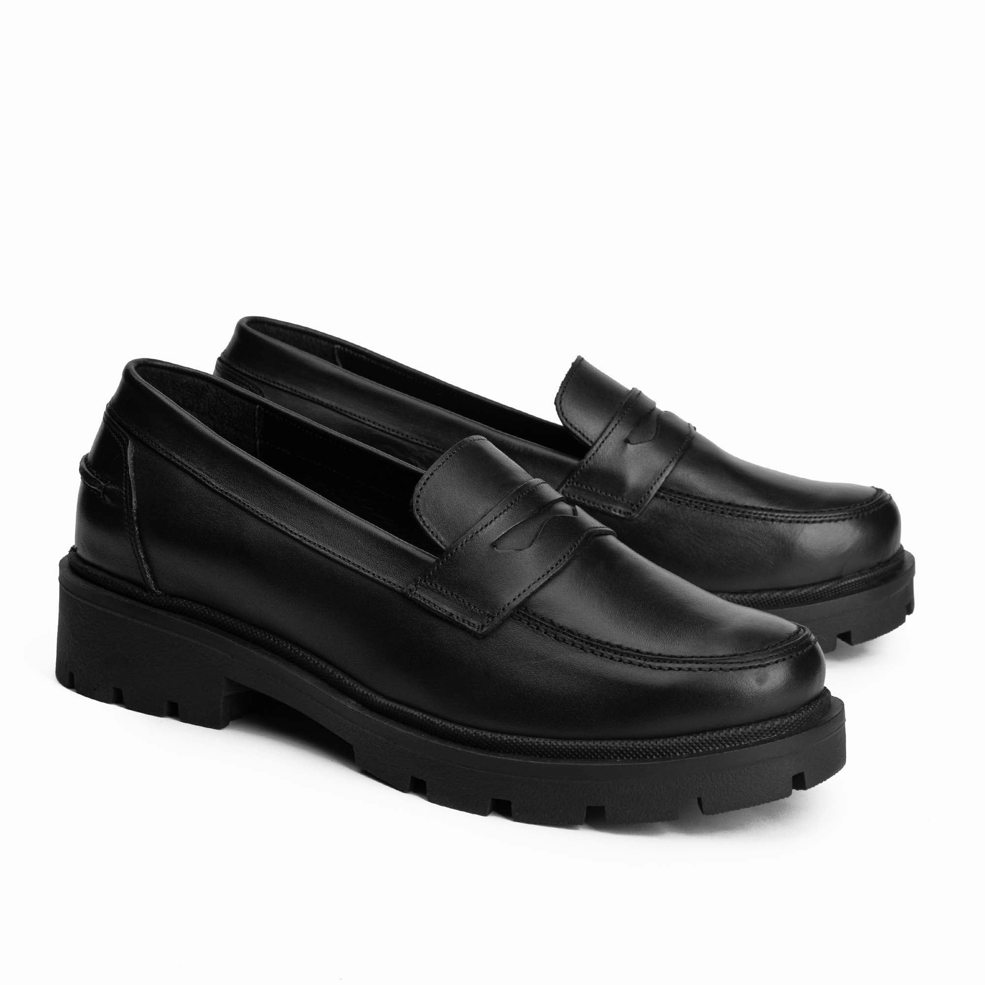 Brio Modern Platform Loafers-Black Everyday Comfort Leather