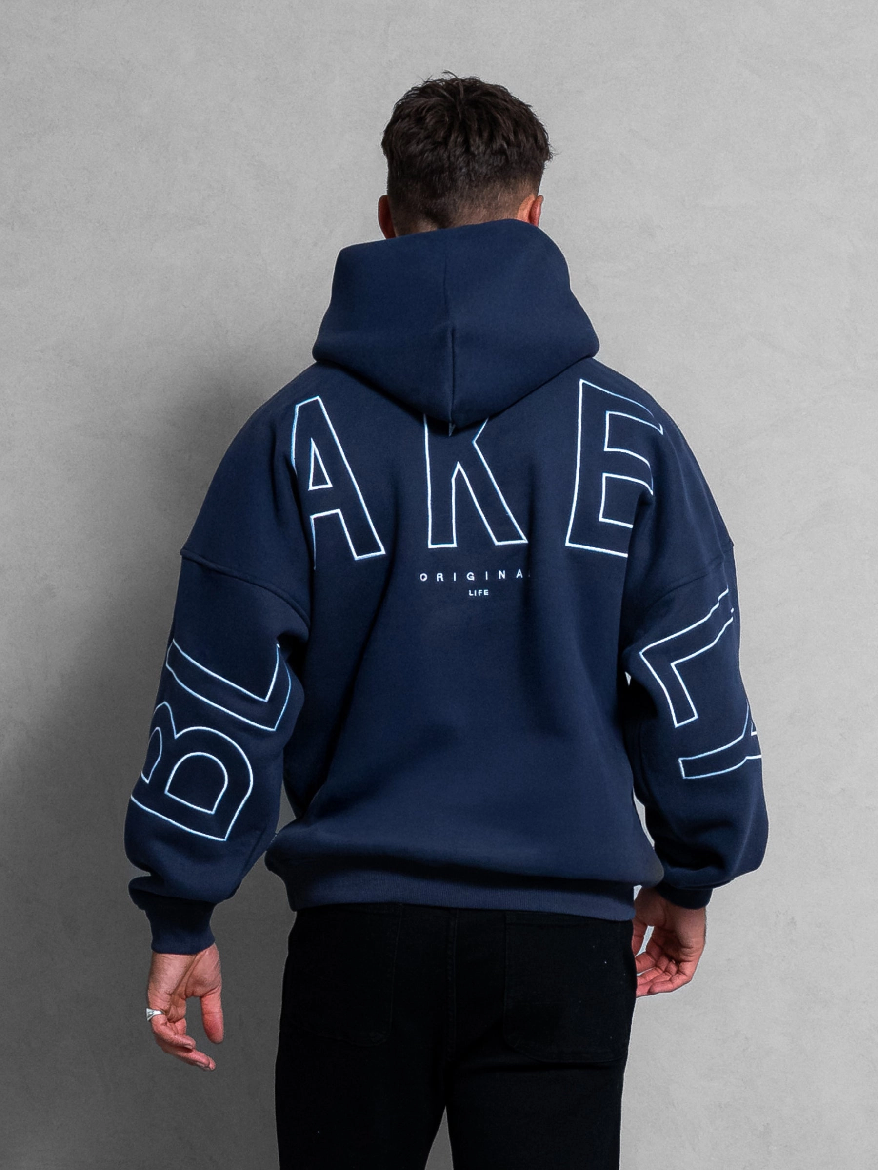 Embroidered Idris Oversized Hoodie - Blue Resort Wear Active Lifestyle