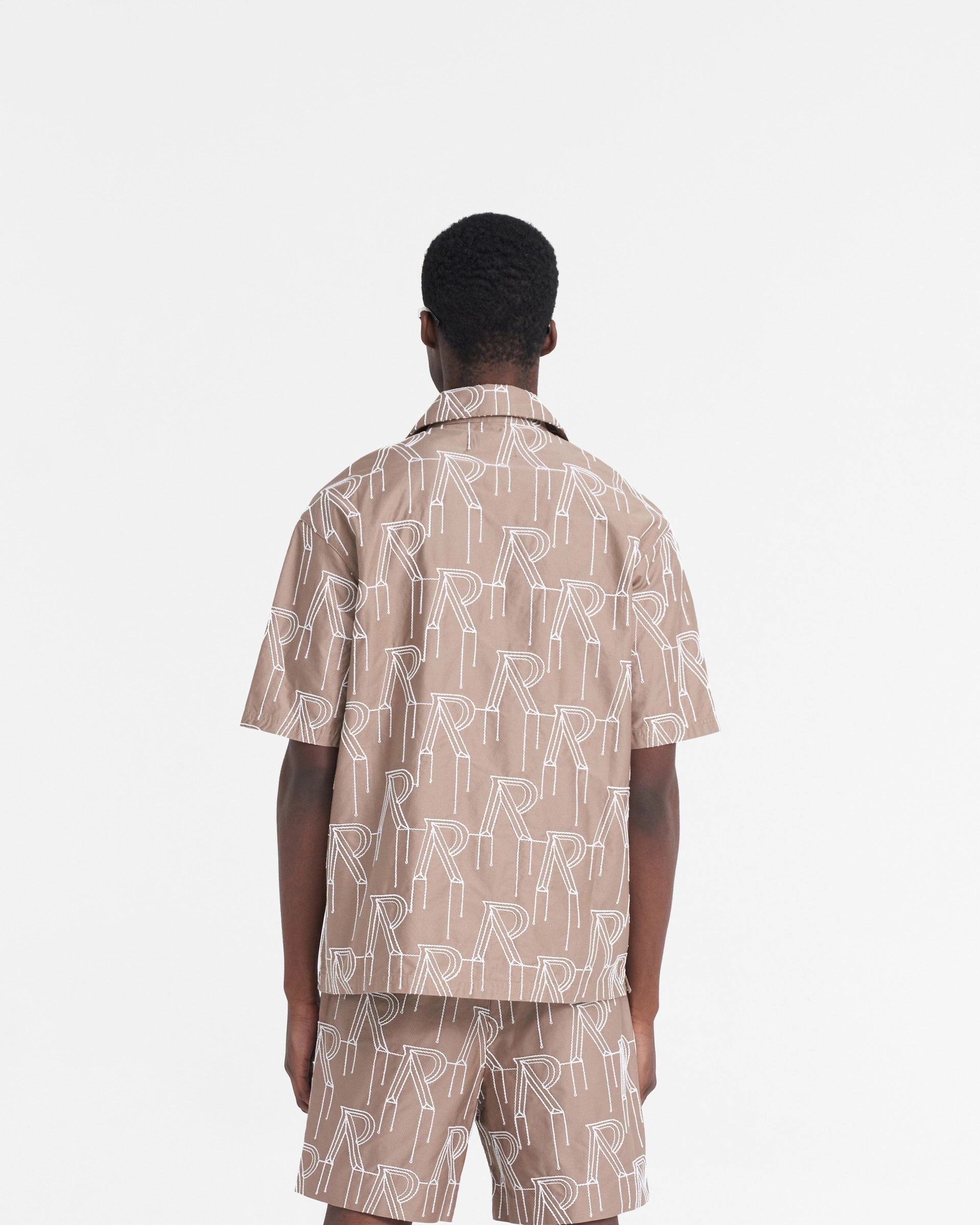 Gym Wear Embroidered Initial Overshirt - Washed Taupe