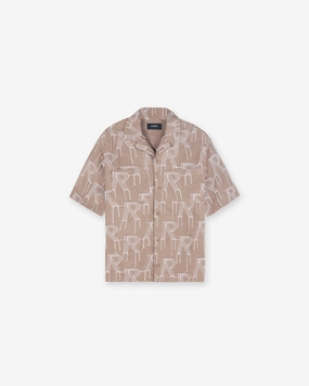 Workwear Style Embroidered Initial Overshirt - Washed Taupe