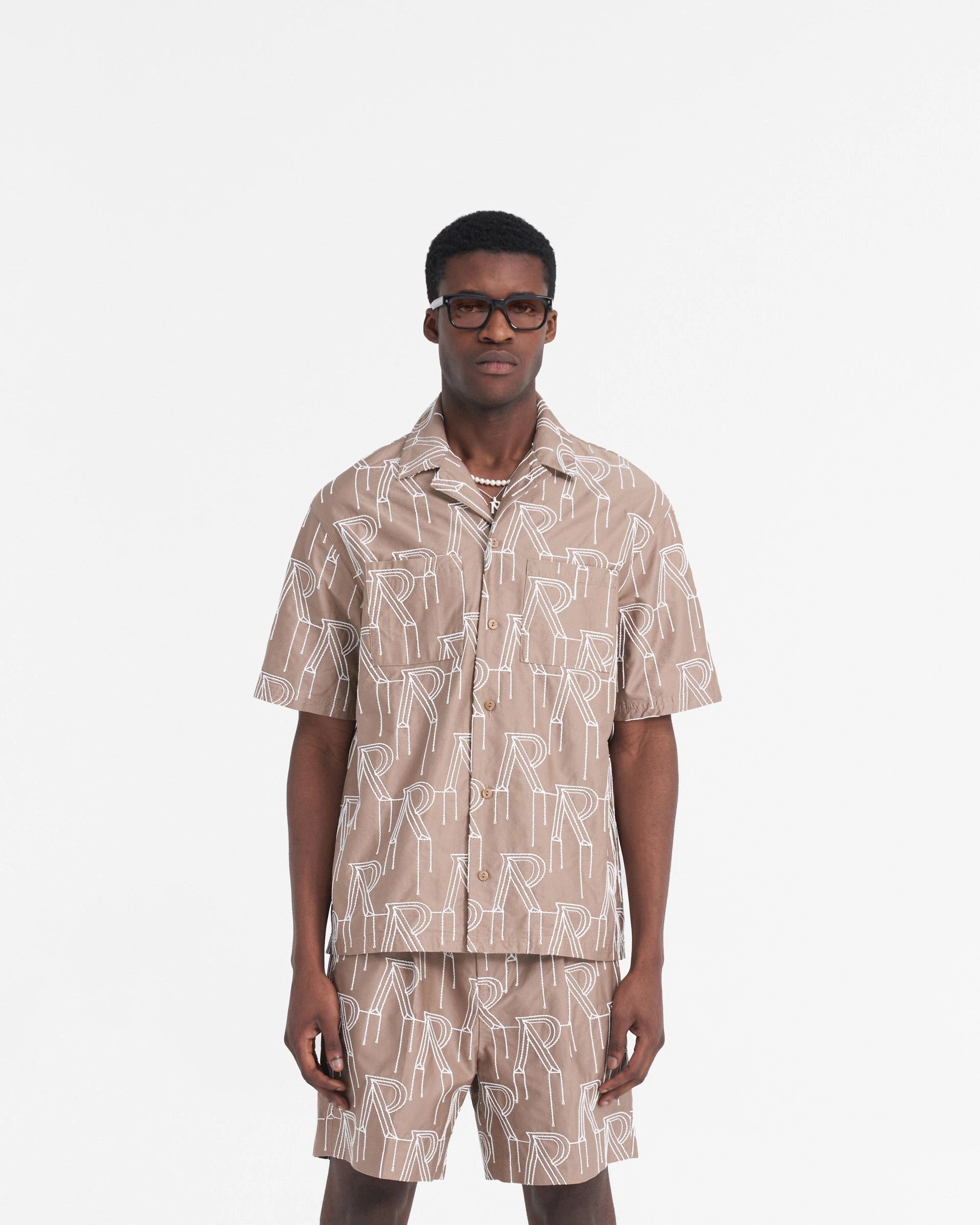 Durable Quality Embroidered Initial Overshirt - Washed Taupe