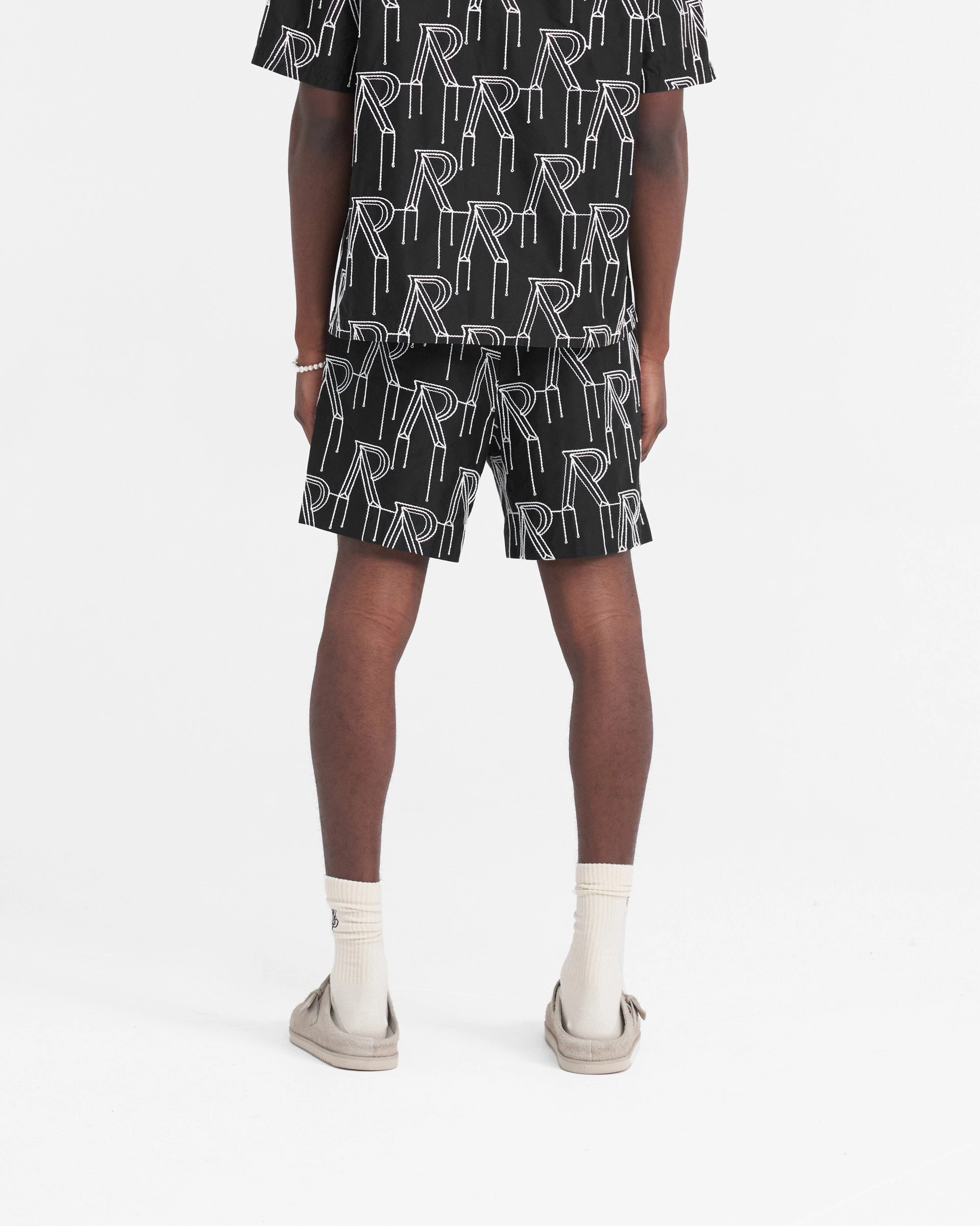 Embroidered Initial Tailored Short - Black Roomy Comfort